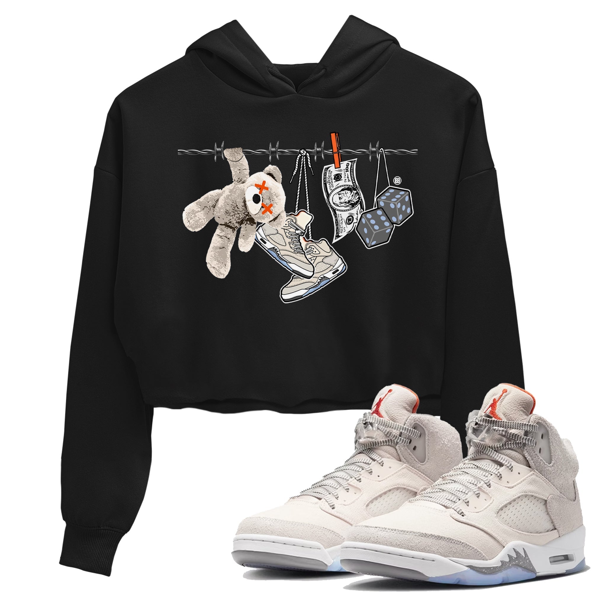 Air Jordan 5 Craft Sneaker Match Tees Clothesline Streetwear Sneaker Shirt Air Jordan 5 Retro Craft Tees Women's Shirts Black 1