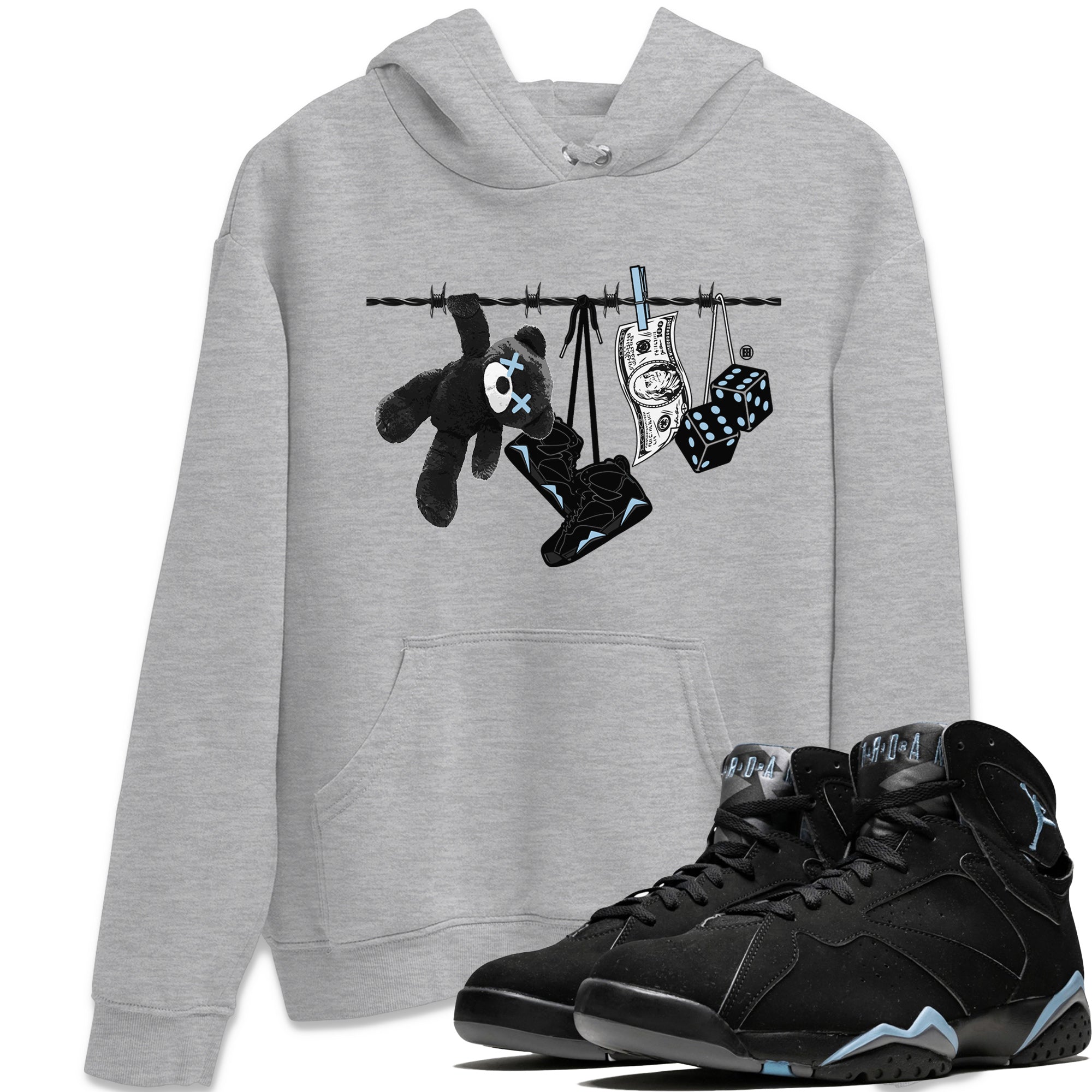 Air Jordan 7 Chambray Sneaker Match Tees Clothesline Streetwear Sneaker Shirt AJ7 Chambray Drip Gear Zone Sneaker Matching Clothing Unisex Shirts Heather Grey 1