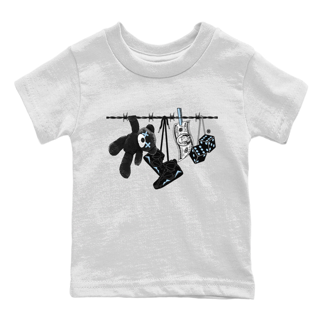 Air Jordan 7 Chambray Sneaker Match Tees Clothesline Streetwear Sneaker Shirt AJ7 Chambray Drip Gear Zone Sneaker Matching Clothing Kids Shirts White 2