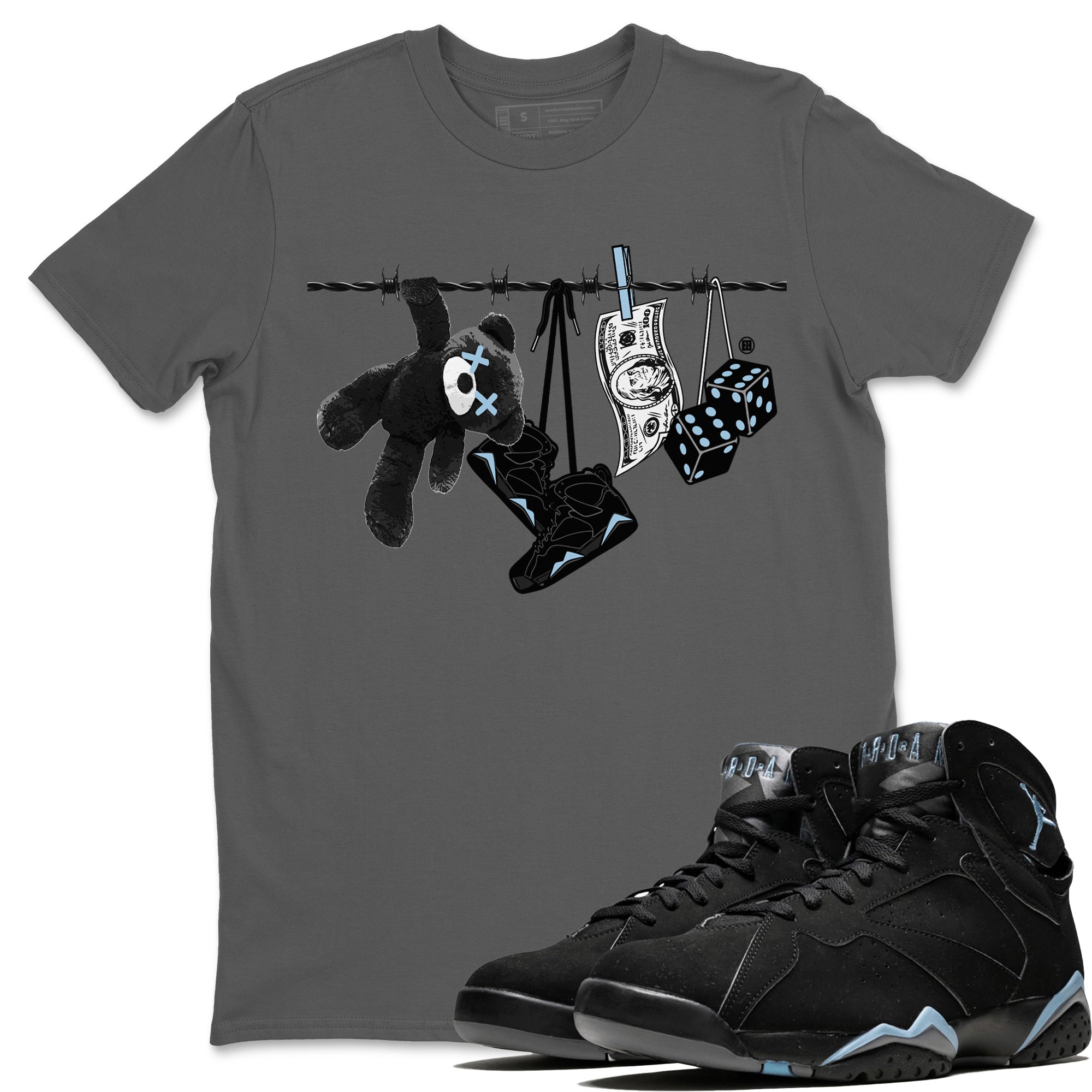 Air Jordan 7 Chambray Sneaker Match Tees Clothesline Streetwear Sneaker Shirt AJ7 Chambray Drip Gear Zone Sneaker Matching Clothing Unisex Shirts Cool Grey 1