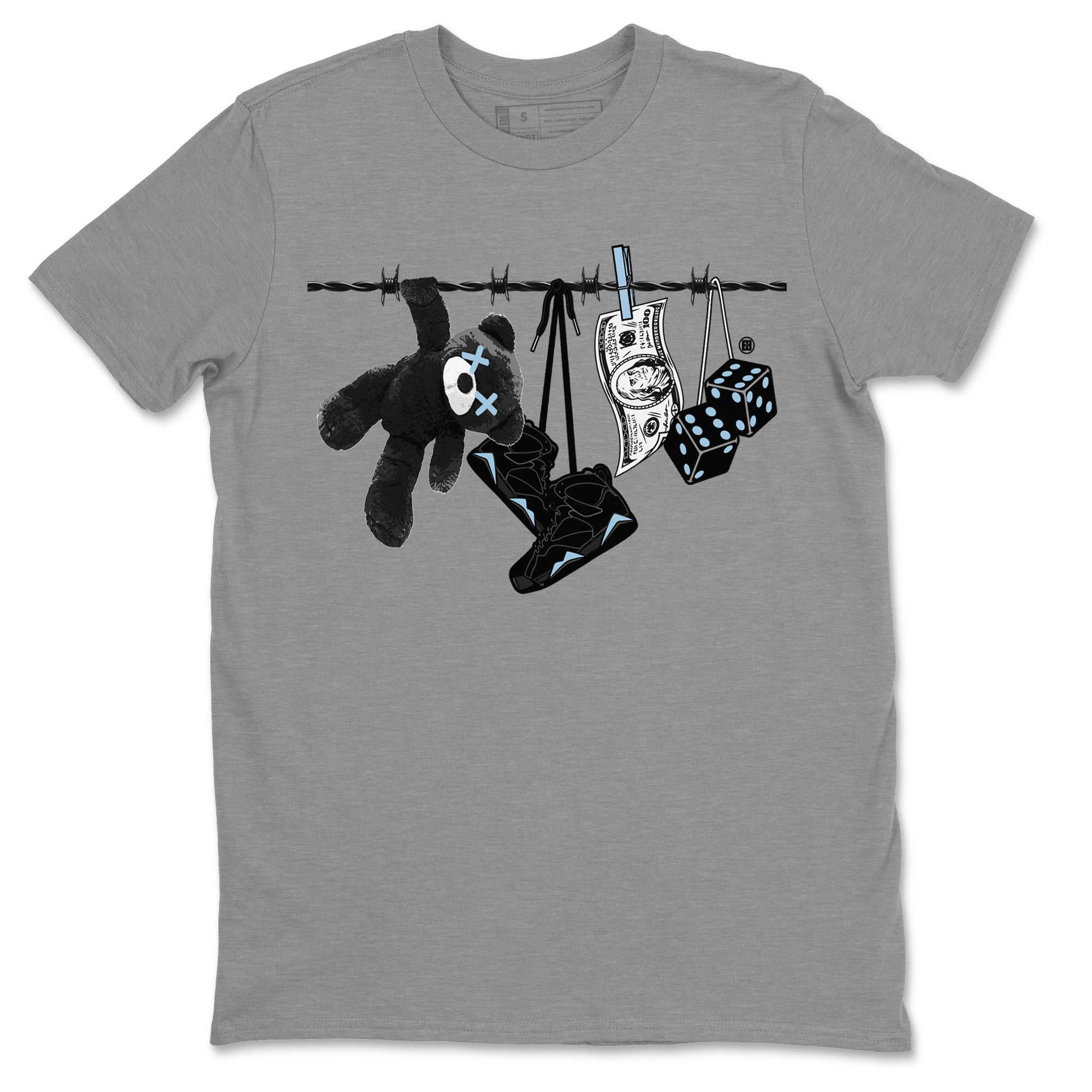 Air Jordan 7 Chambray Sneaker Match Tees Clothesline Streetwear Sneaker Shirt AJ7 Chambray Drip Gear Zone Sneaker Matching Clothing Unisex Shirts Heather Grey 2