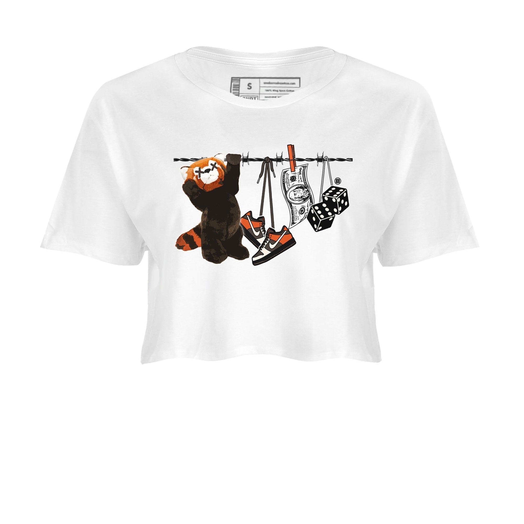 Dunk Red Panda shirt to match jordans Clothesline sneaker tees Dunk Low Red Panda Drip Gear Zone Sneaker Matching Shirts White 2 Crop T-Shirt