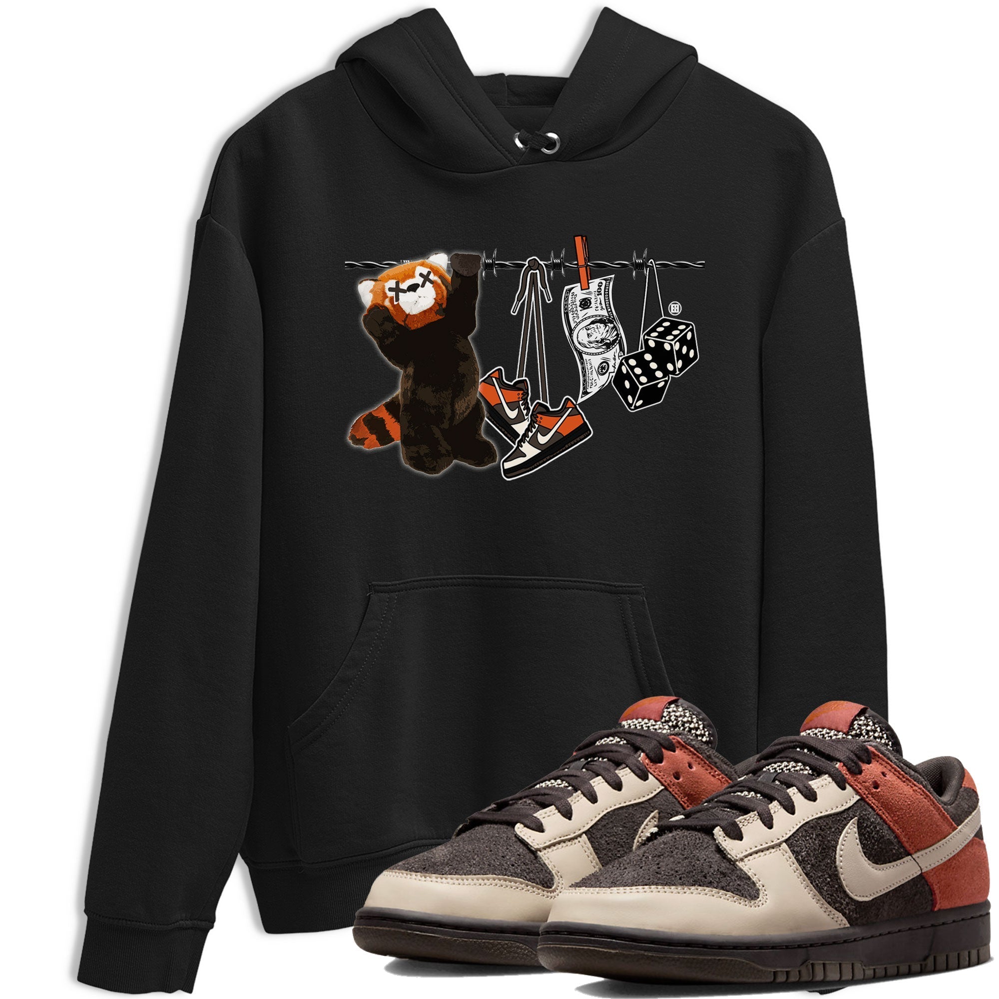 Dunk Red Panda shirt to match jordans Clothesline sneaker tees Dunk Low Red Panda Drip Gear Zone Sneaker Matching Shirts Crew Neck Casual Fit Black 1 T-Shirt
