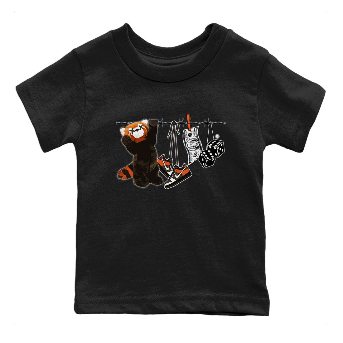 Dunk Red Panda shirt to match jordans Clothesline sneaker tees Dunk Low Red Panda Drip Gear Zone Sneaker Matching Shirts Youth and Baby Black 2 T-Shirt