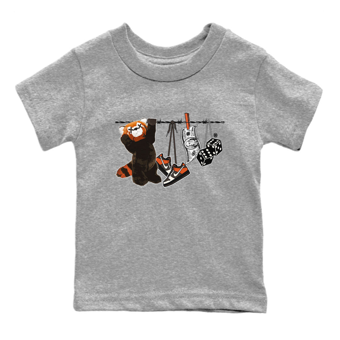 Dunk Red Panda shirt to match jordans Clothesline sneaker tees Dunk Low Red Panda Drip Gear Zone Sneaker Matching Shirts Youth and Baby Heather Grey 2 T-Shirt