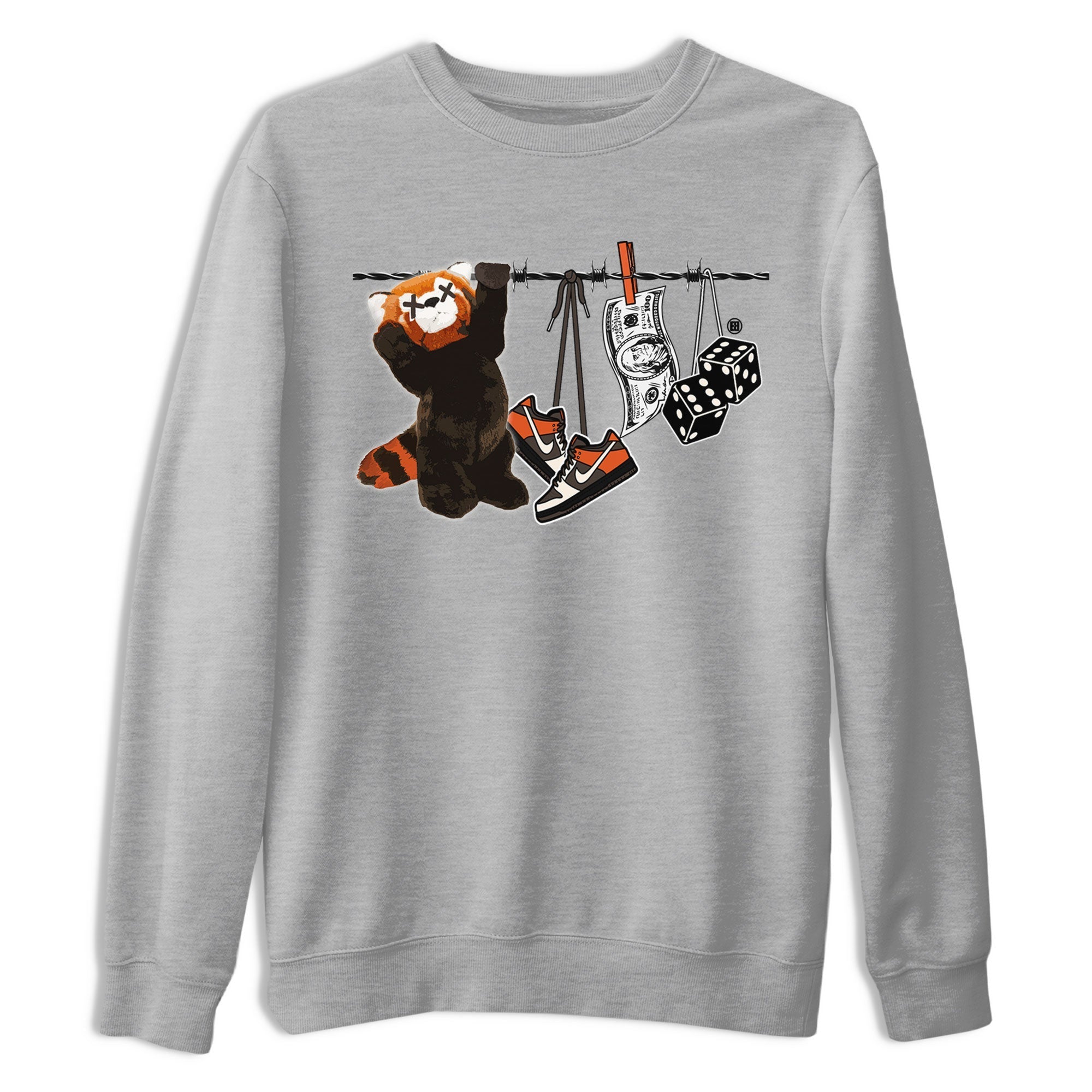 Dunk Red Panda shirt to match jordans Clothesline sneaker tees Dunk Low Red Panda Drip Gear Zone Sneaker Matching Shirts Crew Neck Casual Fit Heather Grey 2 T-Shirt
