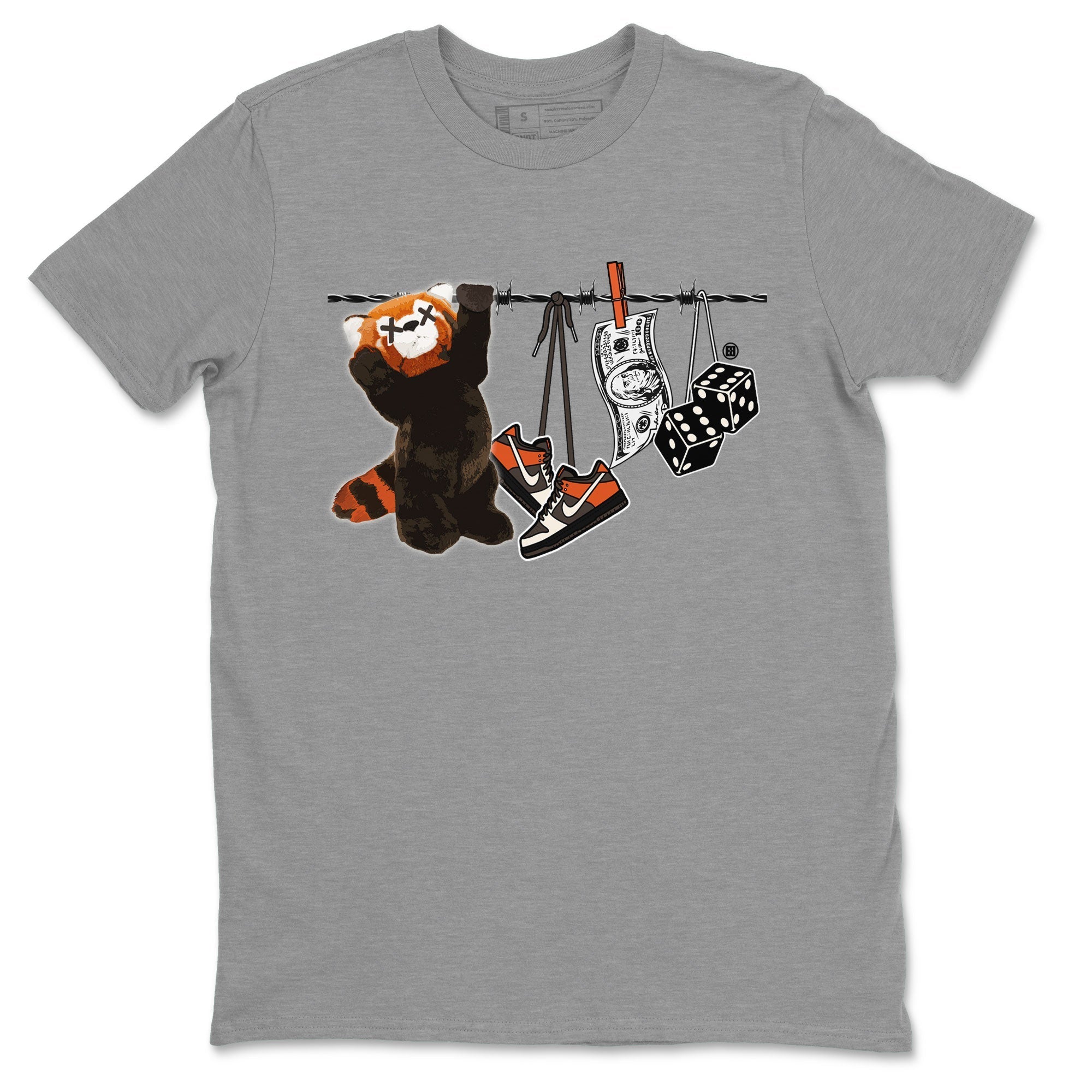 Dunk Red Panda shirt to match jordans Clothesline sneaker tees Dunk Low Red Panda Drip Gear Zone Sneaker Matching Shirts Crew Neck Casual Fit Heather Grey 2 T-Shirt