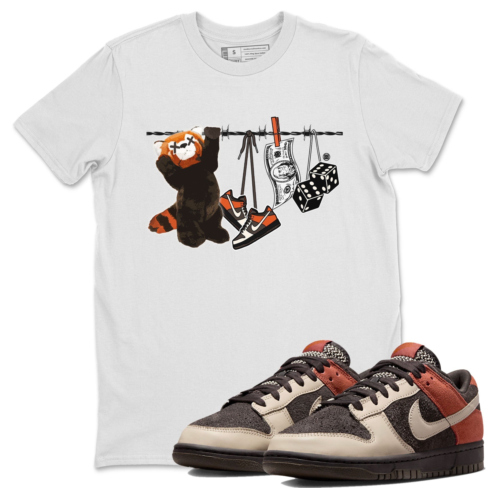 Dunk Red Panda shirt to match jordans Clothesline sneaker tees Dunk Low Red Panda Drip Gear Zone Sneaker Matching Shirts Crew Neck Casual Fit White 1 T-Shirt
