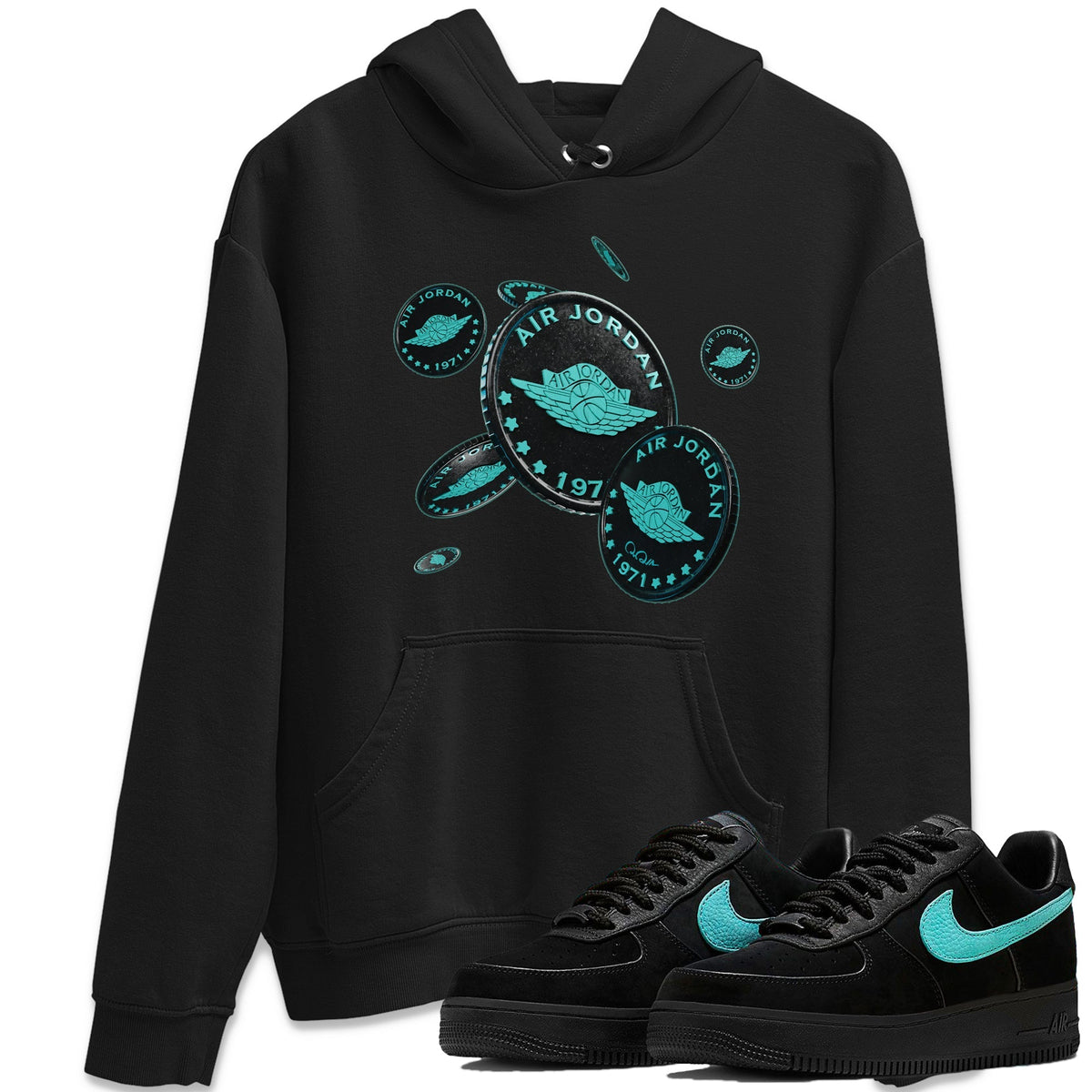Air Force 1 Tiffany Shirt To Match Jordans Coin Drop Sneaker Tees Nike Tiffany AF1Drip Gear Zone Sneaker Matching Clothing Unisex Shirts Black 1