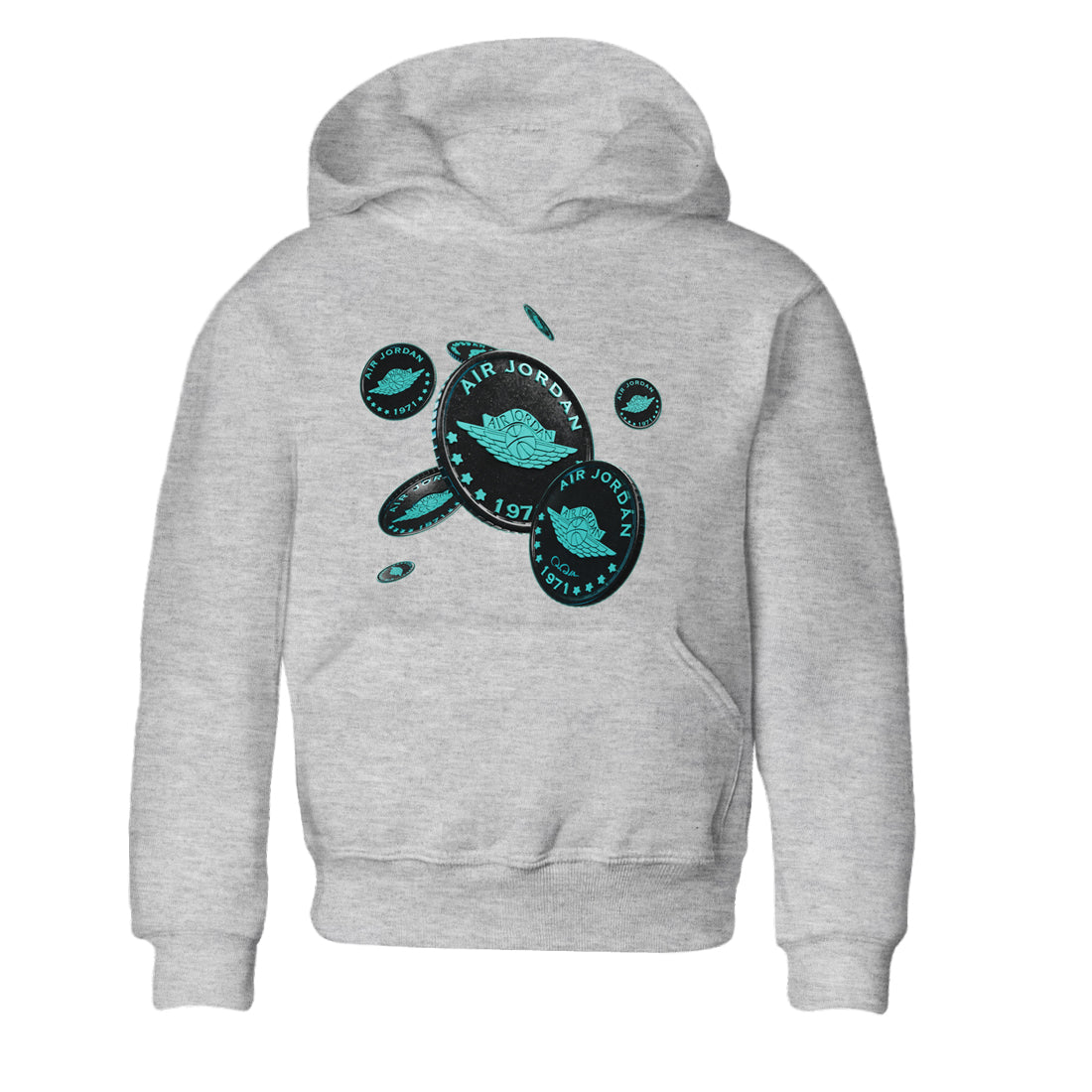 Air Force 1 Tiffany Shirt To Match Jordans Coin Drop Sneaker Tees Nike Tiffany AF1Drip Gear Zone Sneaker Matching Clothing Kids Shirts Heather Grey 2