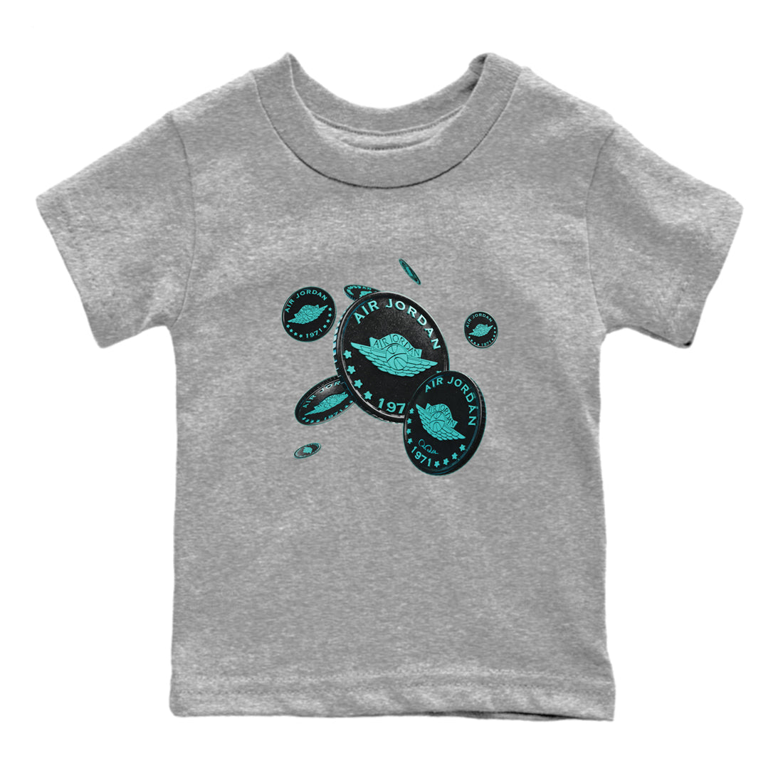 Air Force 1 Tiffany Shirt To Match Jordans Coin Drop Sneaker Tees Nike Tiffany AF1Drip Gear Zone Sneaker Matching Clothing Kids Shirts Heather Grey 2