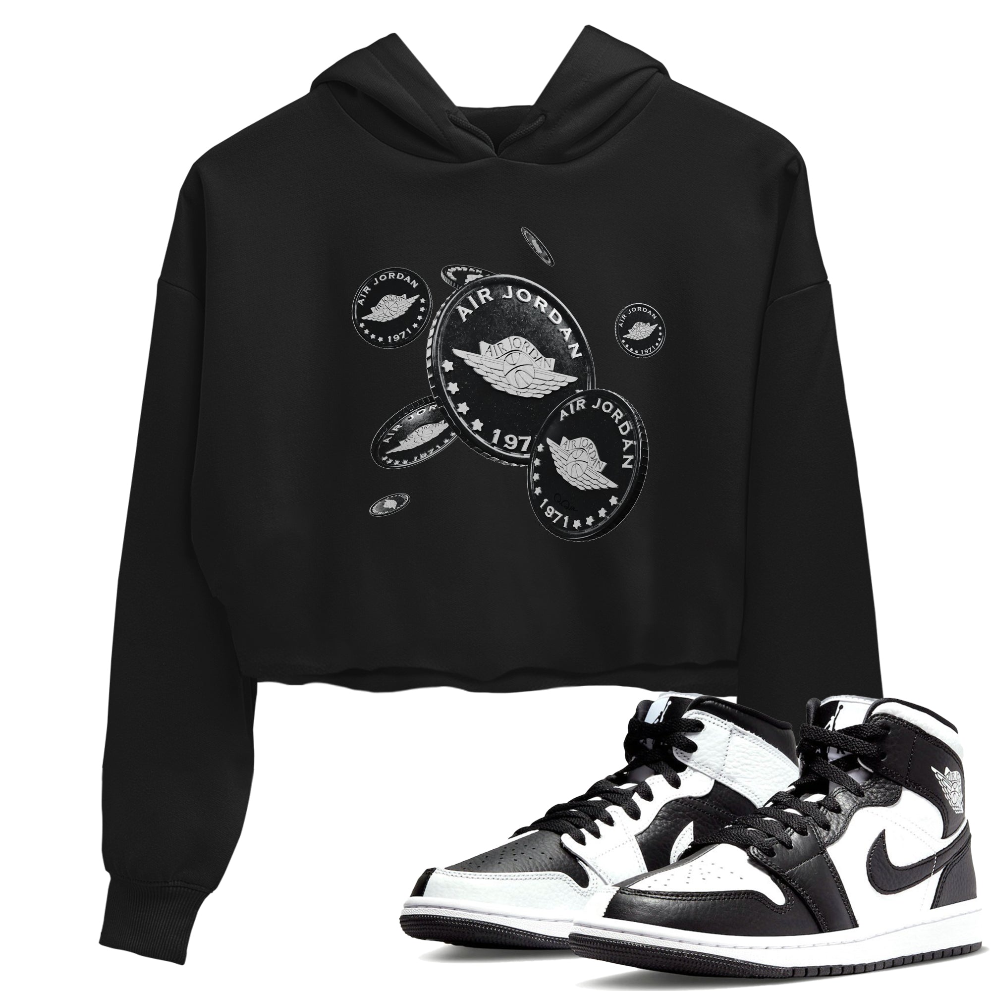 Air Jordan 1 Homage Shirt To Match Jordans Coin Drop Sneaker Tees AJ1 Homage Drip Gear Zone Sneaker Matching Clothing Women's Shirts Black 1