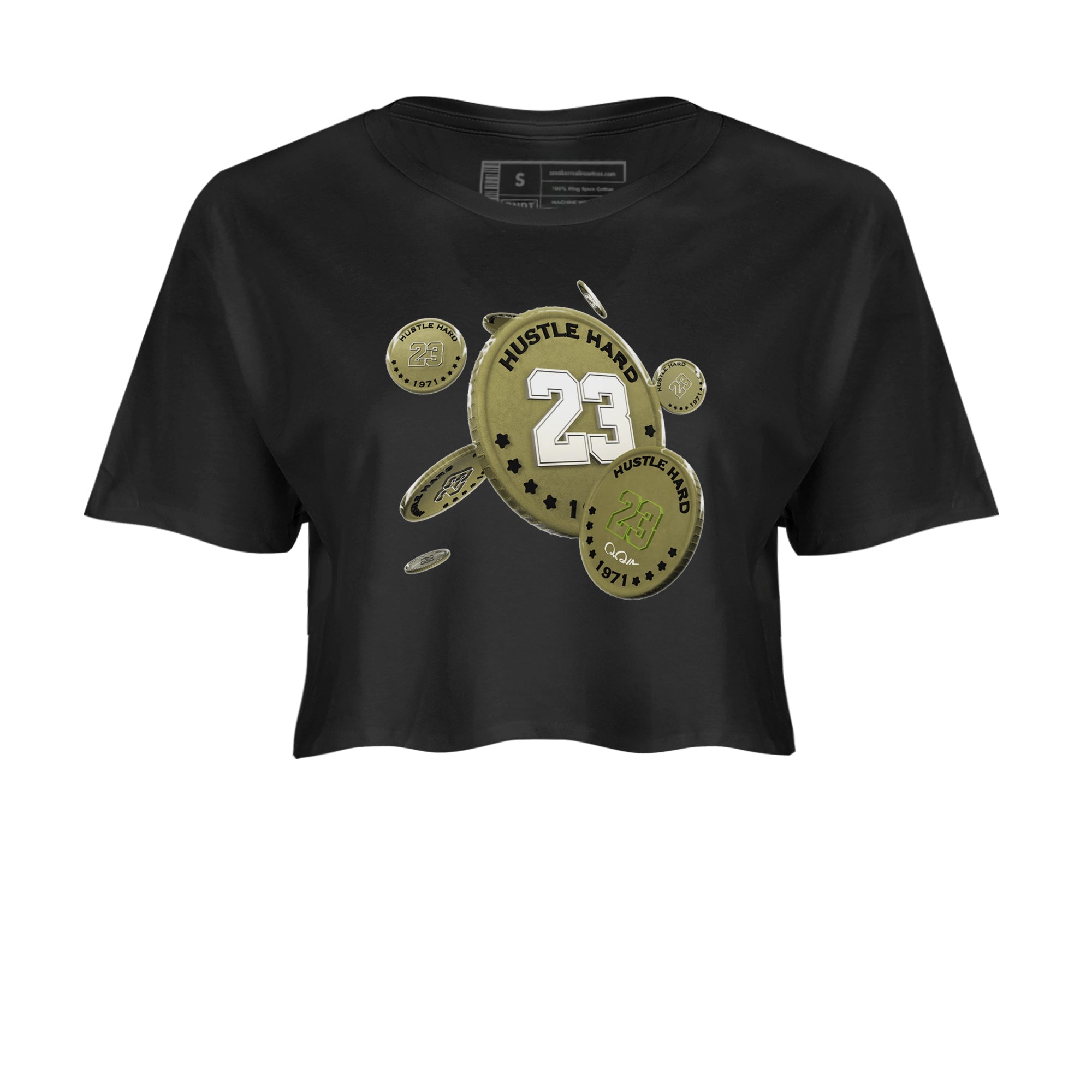 Air Jordan 1 Travis Scott Golf shirt to match jordans Coin Drop Streetwear Sneaker Shirt AJ1 lowTravis Scott Golf Drip Gear Zone Sneaker Matching Clothing Black 2 Crop T-Shirt