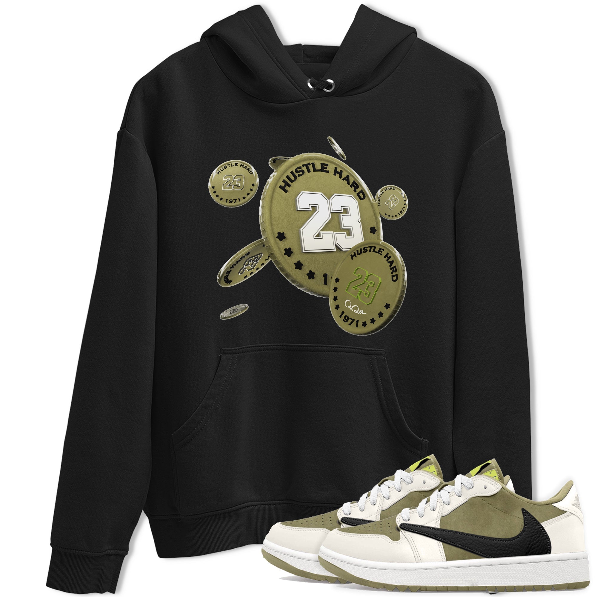 Air Jordan 1 Travis Scott Golf shirt to match jordans Coin Drop Streetwear Sneaker Shirt AJ1 lowTravis Scott Golf Drip Gear Zone Sneaker Matching Clothing Unisex Black 1 T-Shirt