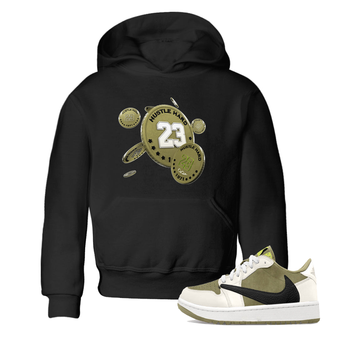 Air Jordan 1 Travis Scott Golf shirt to match jordans Coin Drop Streetwear Sneaker Shirt AJ1 lowTravis Scott Golf Drip Gear Zone Sneaker Matching Clothing Baby Toddler Black 1 T-Shirt