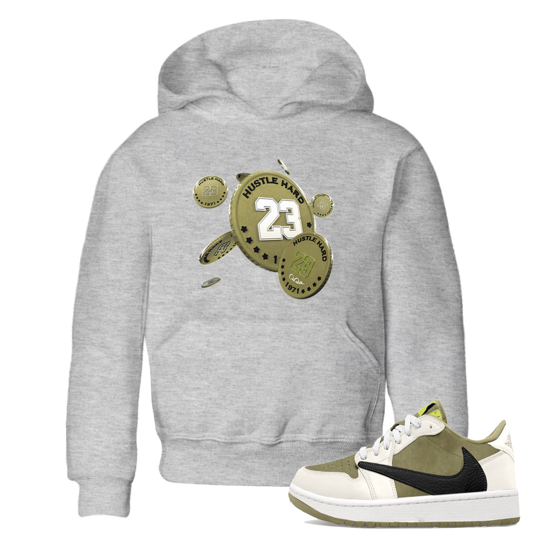 Air Jordan 1 Travis Scott Golf shirt to match jordans Coin Drop Streetwear Sneaker Shirt AJ1 lowTravis Scott Golf Drip Gear Zone Sneaker Matching Clothing Baby Toddler Heather Grey 1 T-Shirt