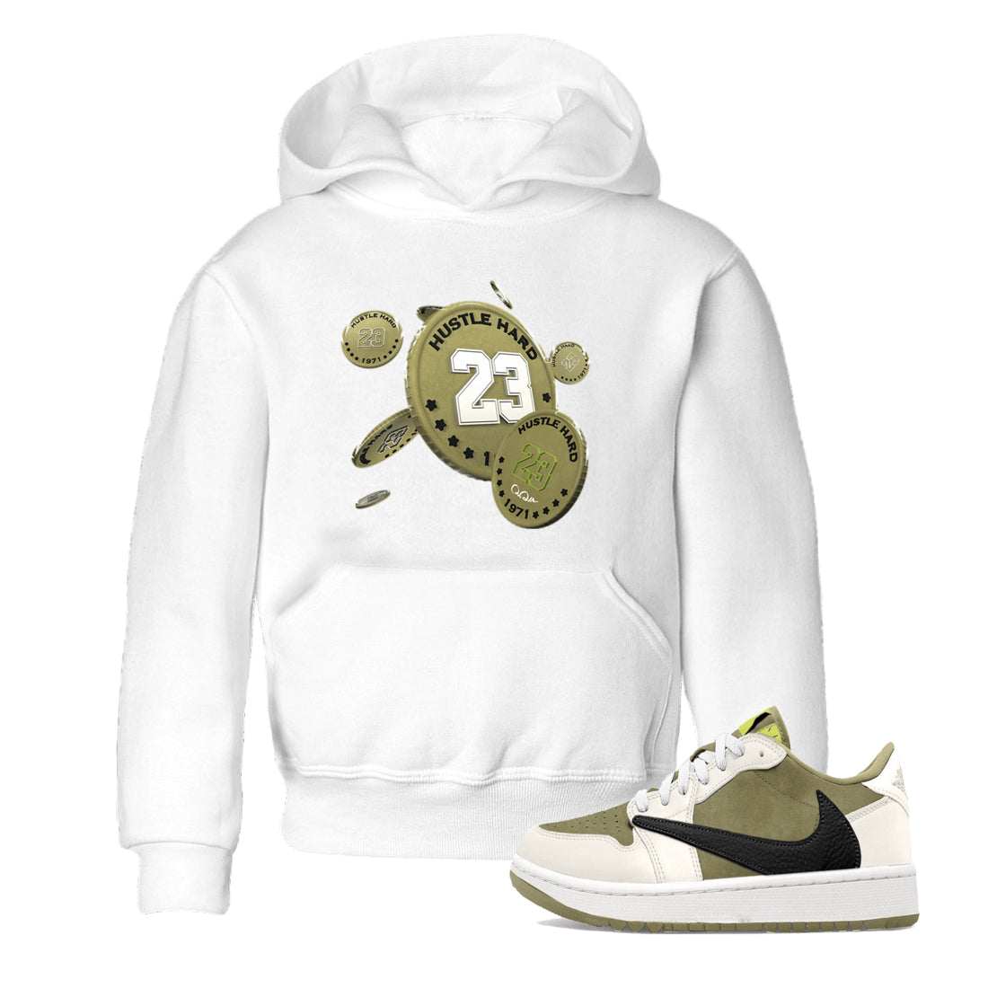 Air Jordan 1 Travis Scott Golf shirt to match jordans Coin Drop Streetwear Sneaker Shirt AJ1 lowTravis Scott Golf Drip Gear Zone Sneaker Matching Clothing Baby Toddler White 1 T-Shirt