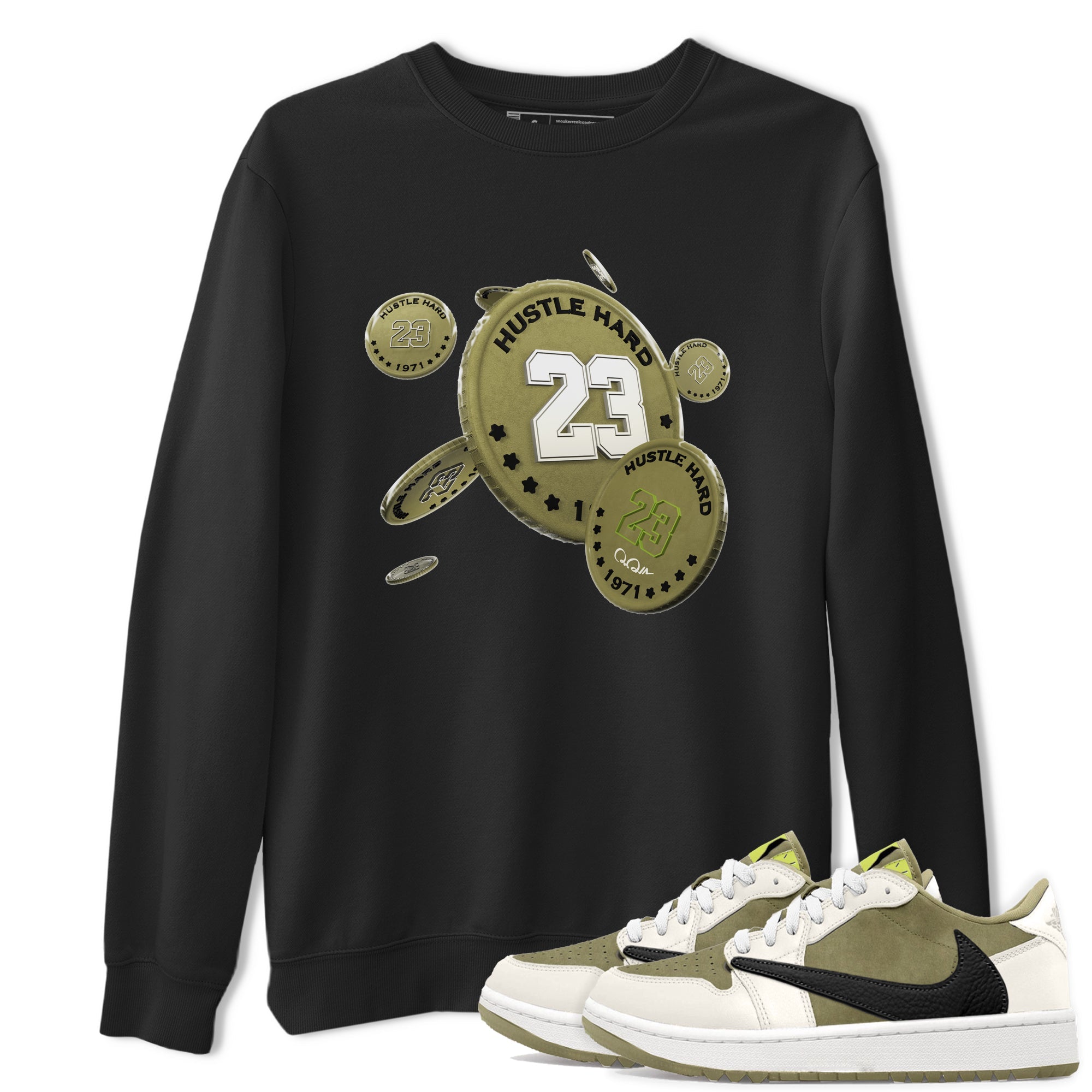 Air Jordan 1 Travis Scott Golf shirt to match jordans Coin Drop Streetwear Sneaker Shirt AJ1 lowTravis Scott Golf Drip Gear Zone Sneaker Matching Clothing Unisex Black 1 T-Shirt