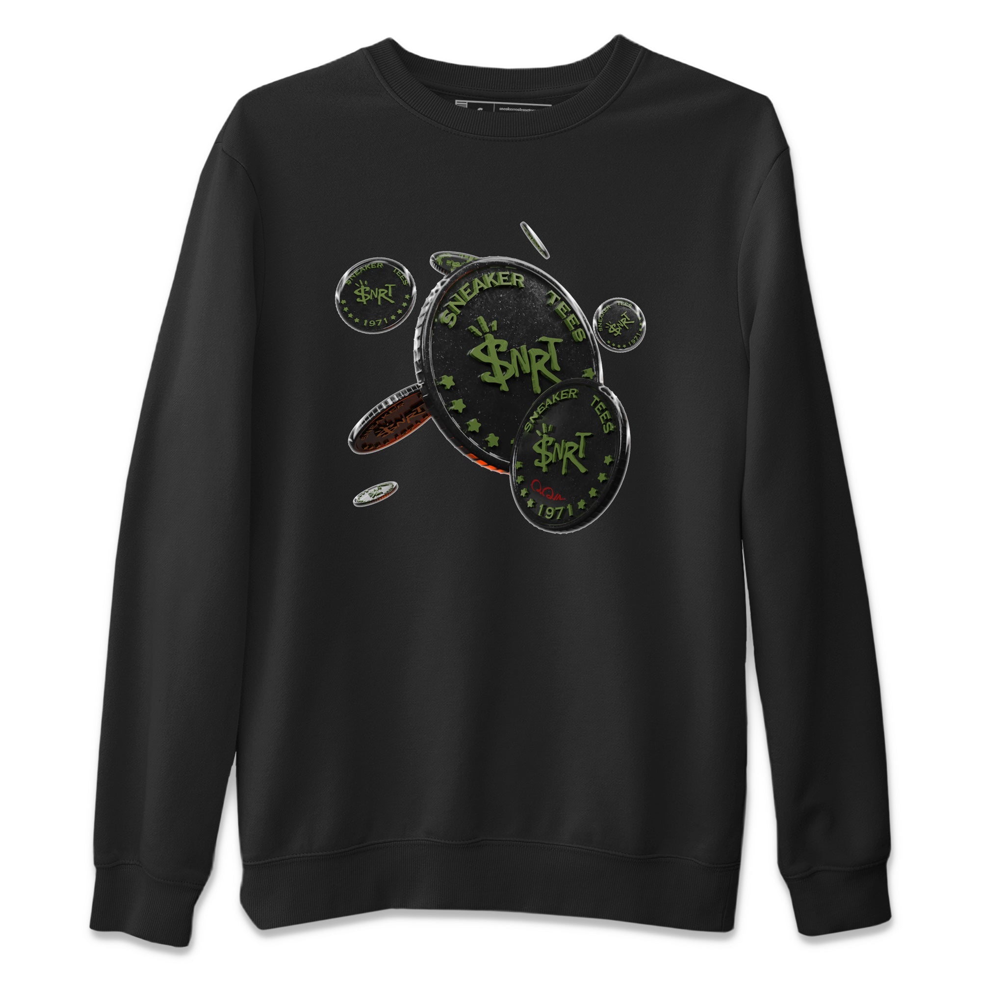 Air Jordan 1 Travis Scott Olive Sneaker Match Tees Coin Drop Streetwear Sneaker Shirt AJ1 OG Travis Scott Olive Sneaker Release Tees Unisex Shirts Black 2