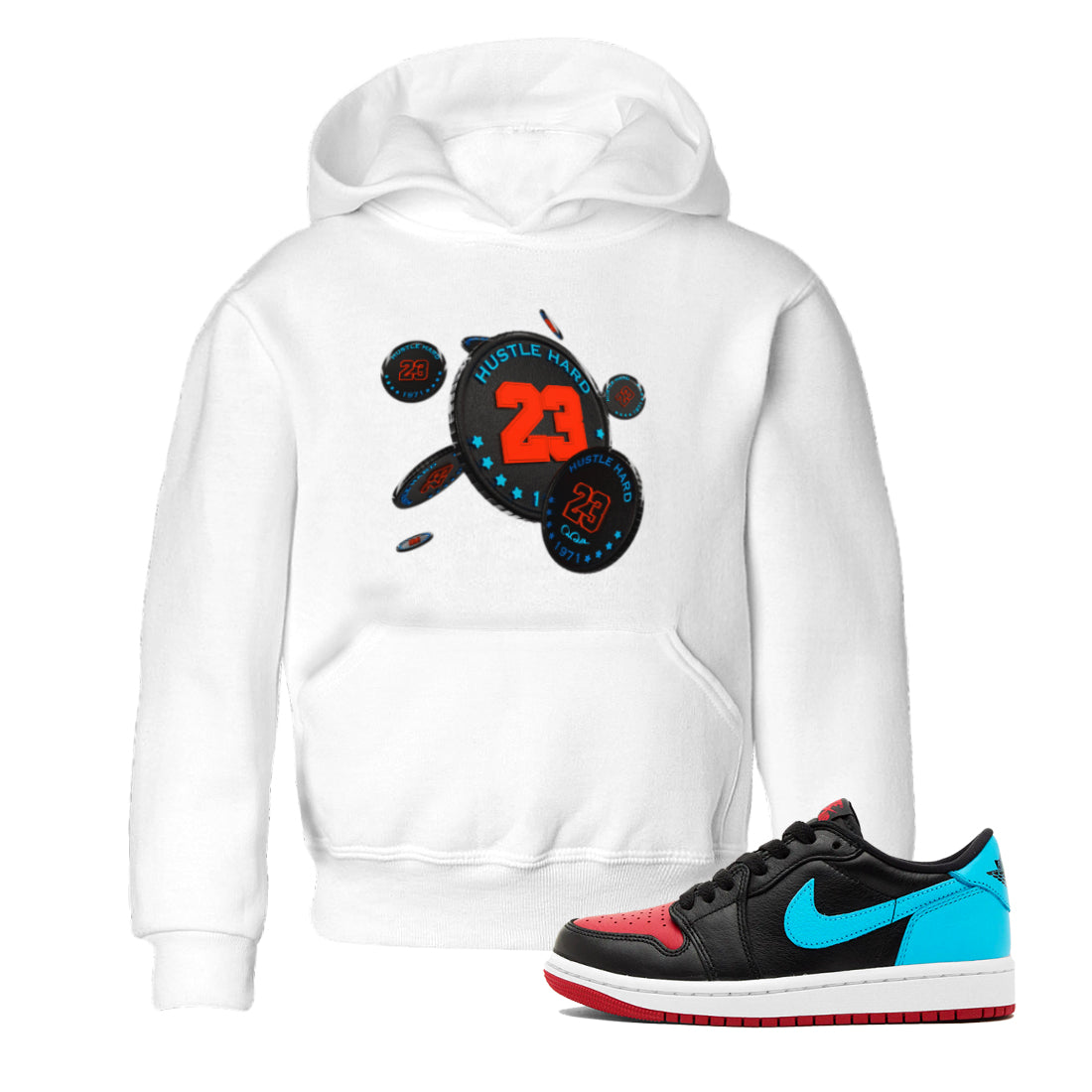 Air Jordan 1 UNC to Chicago Sneaker Match Tees Coin Drop Streetwear Sneaker Shirt AJ1 UNC to Chicago Sneaker Release Tees Kids Shirts White 1
