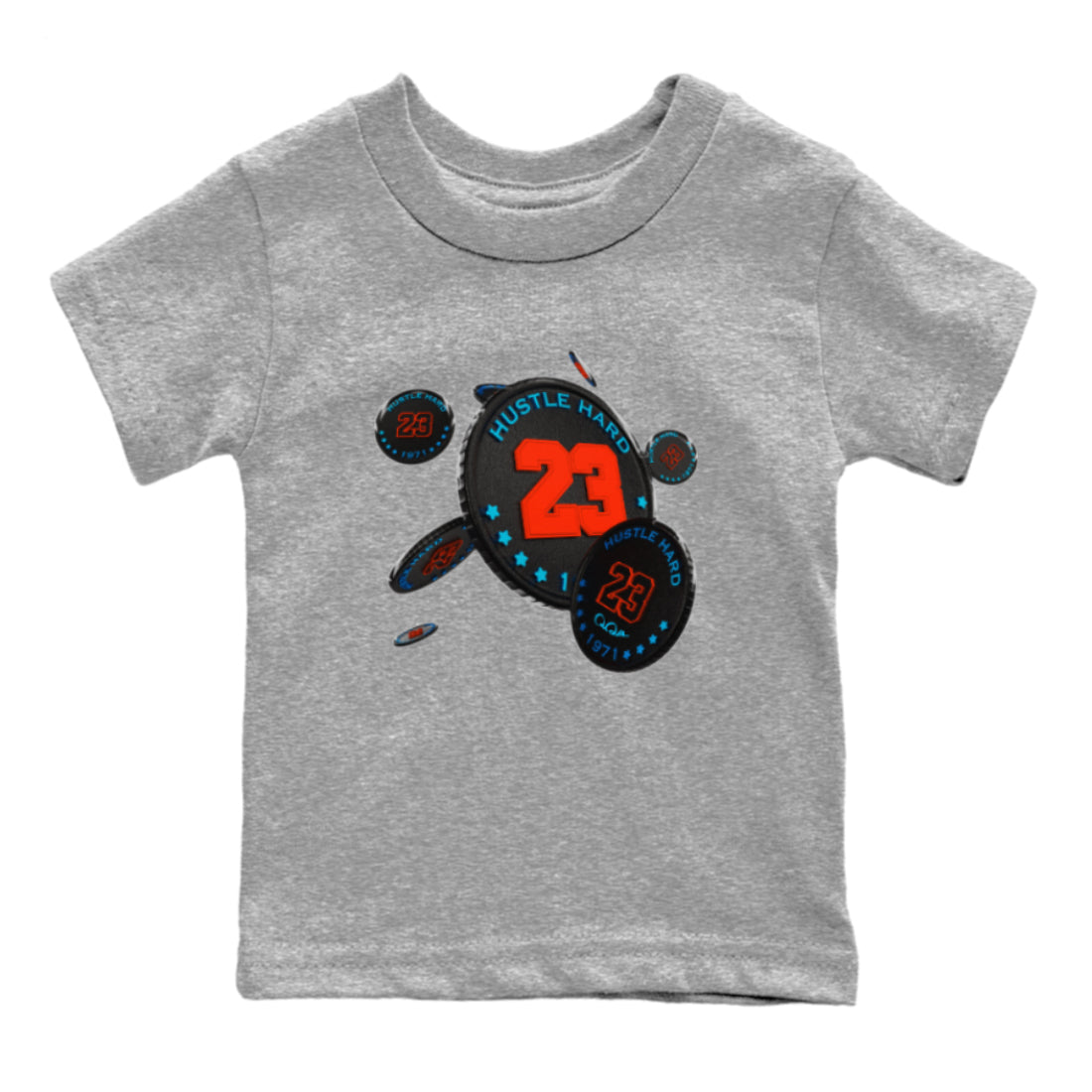 Air Jordan 1 UNC to Chicago Sneaker Match Tees Coin Drop Streetwear Sneaker Shirt AJ1 UNC to Chicago Sneaker Release Tees Kids Shirts Heather Grey 2