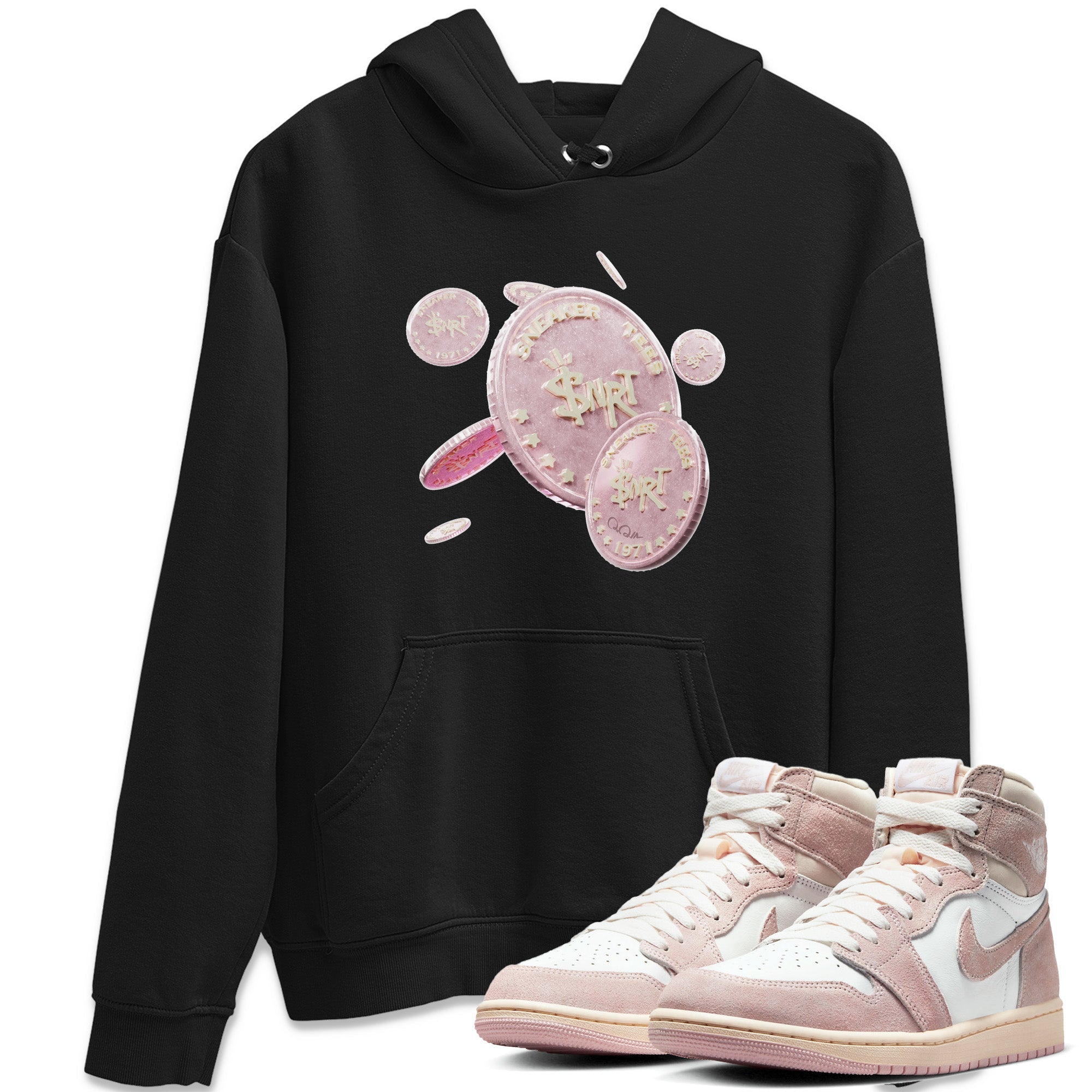 AJ1 Retro High OG Washed Pink Sneaker Match Tees Coin Drop Streetwear Sneaker Shirt AJ1 Retro High OG Washed Pink Sneaker Release Tees Unisex Shirts Black 1