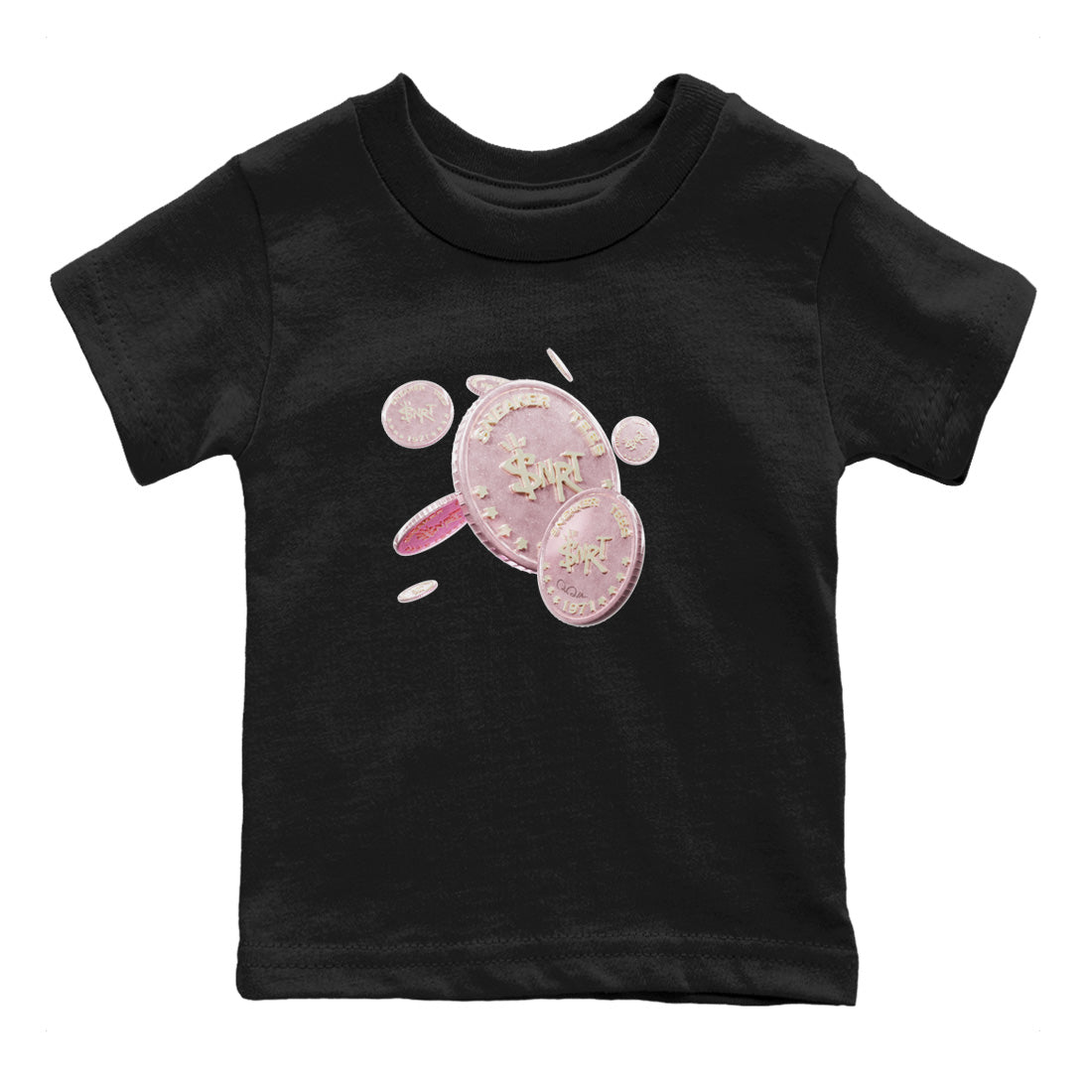 AJ1 Retro High OG Washed Pink Sneaker Match Tees Coin Drop Streetwear Sneaker Shirt AJ1 Retro High OG Washed Pink Sneaker Release Tees Kids Shirts Black 2
