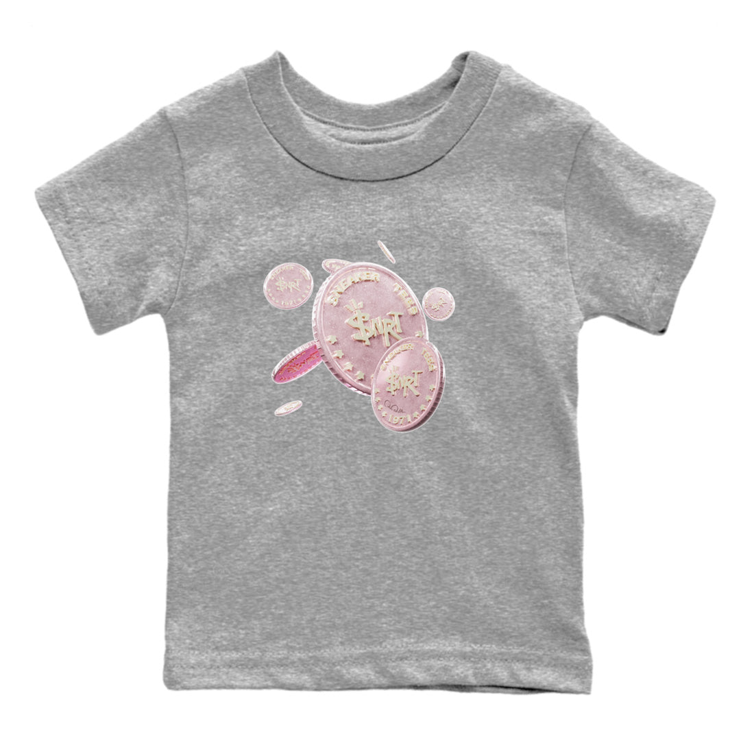 AJ1 Retro High OG Washed Pink Sneaker Match Tees Coin Drop Streetwear Sneaker Shirt AJ1 Retro High OG Washed Pink Sneaker Release Tees Kids Shirts Heather Grey 2