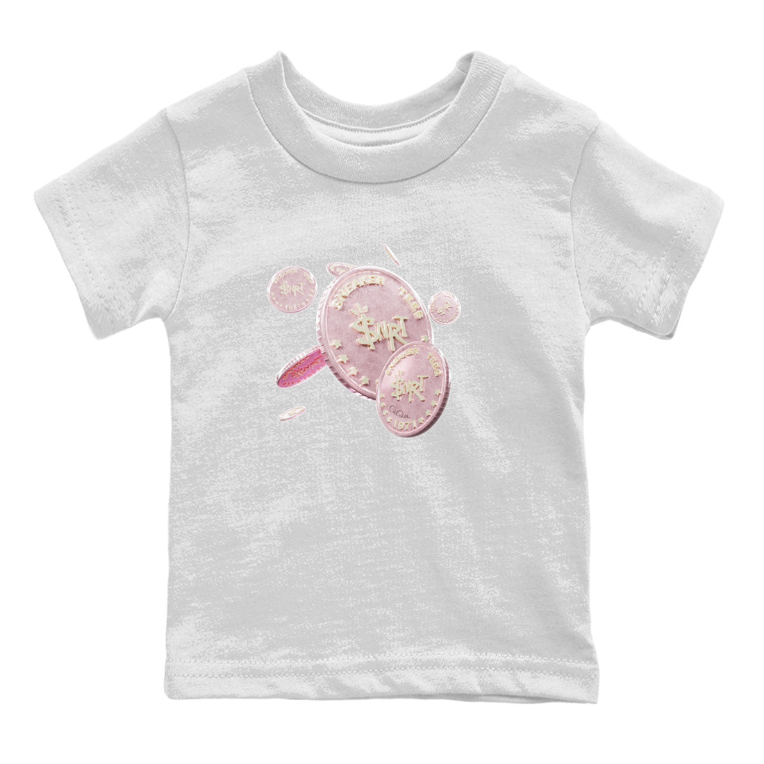 AJ1 Retro High OG Washed Pink Sneaker Match Tees Coin Drop Streetwear Sneaker Shirt AJ1 Retro High OG Washed Pink Sneaker Release Tees Kids Shirts White 2