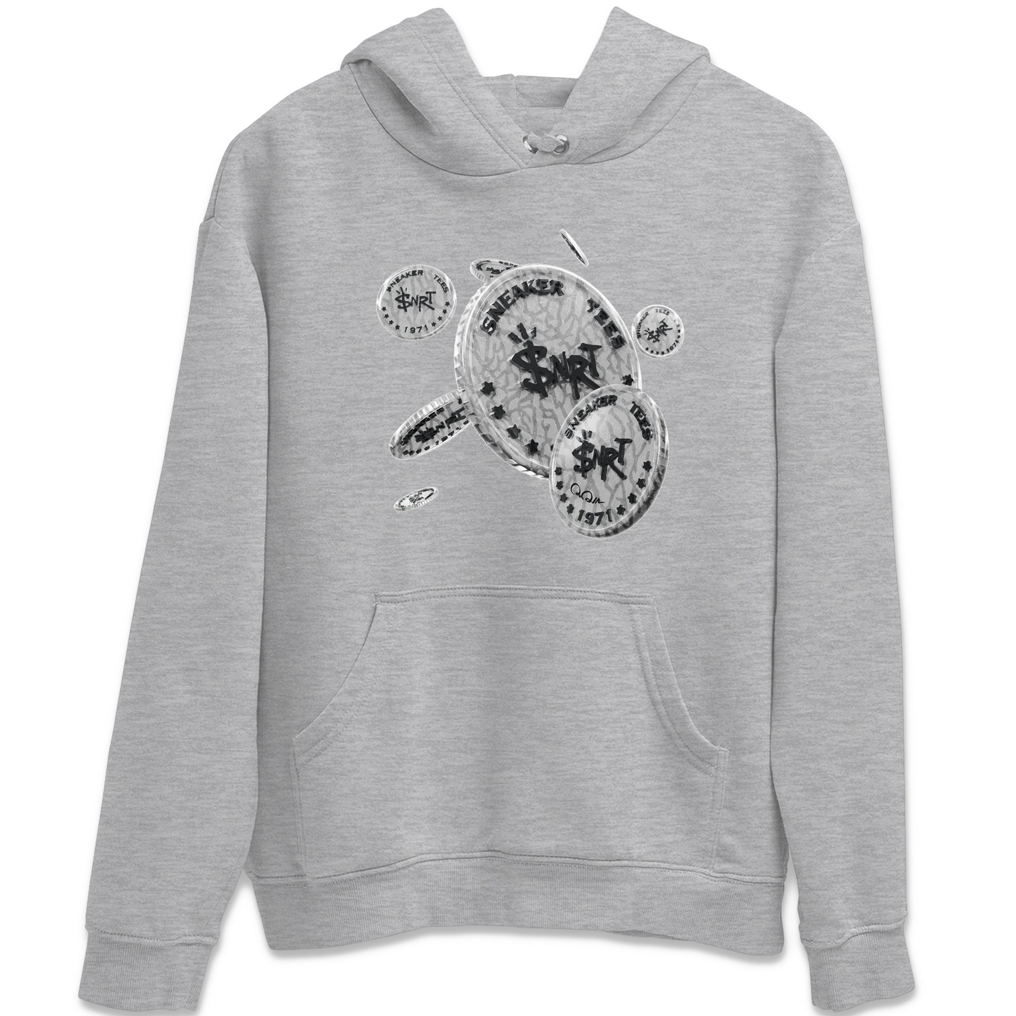 Air Jordan 1 White Cement Sneaker Match Tees Coin Drop Streetwear Sneaker Shirt Air Jordan 1 White Cement Sneaker Release Tees Unisex Shirts Heather Grey 2
