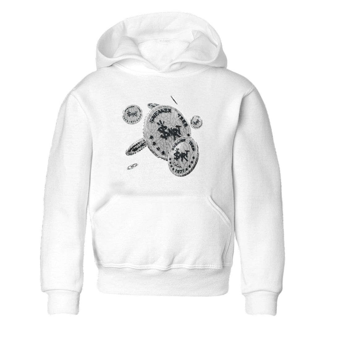 Air Jordan 1 White Cement Sneaker Match Tees Coin Drop Streetwear Sneaker Shirt Air Jordan 1 White Cement Sneaker Release Tees Kids Shirts White 2
