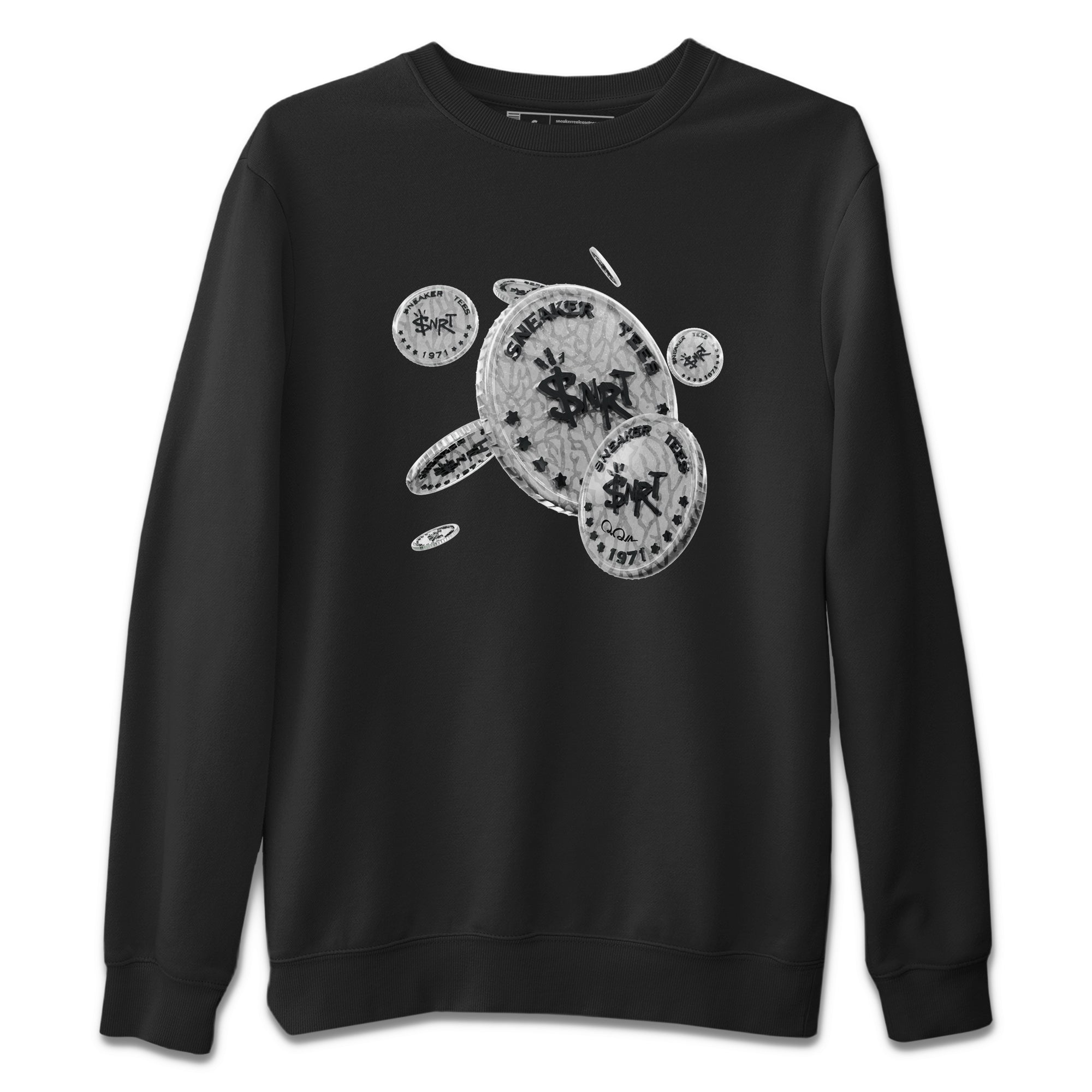 Air Jordan 1 White Cement Sneaker Match Tees Coin Drop Streetwear Sneaker Shirt Air Jordan 1 White Cement Sneaker Release Tees Unisex Shirts Black 2