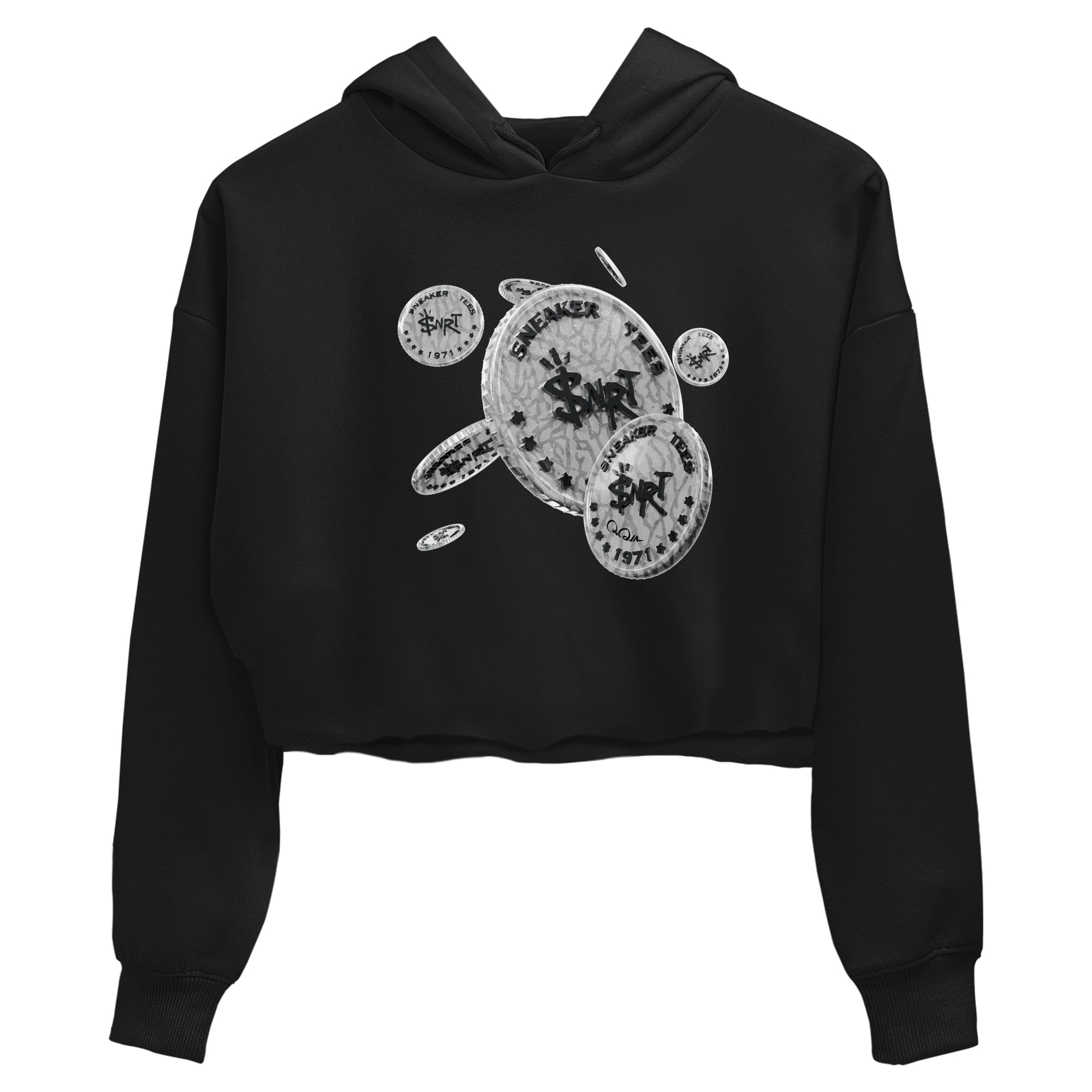 Air Jordan 1 White Cement Sneaker Match Tees Coin Drop Streetwear Sneaker Shirt Air Jordan 1 White Cement Sneaker Release Tees Women's Shirts Black 2