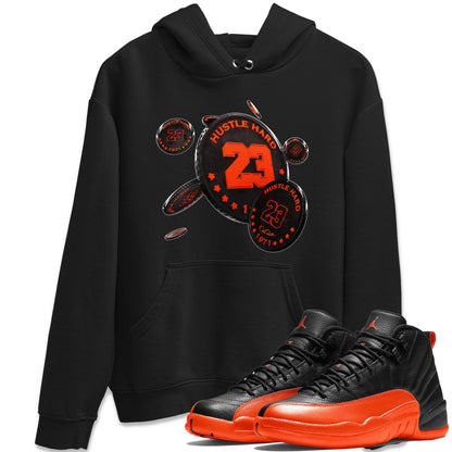 Air Jordan 12 Brilliant Orange Sneaker Match Tees Coin Drop Sneaker Tees AJ12 Brilliant Orange Sneaker Release Tees Unisex Shirts Black 1