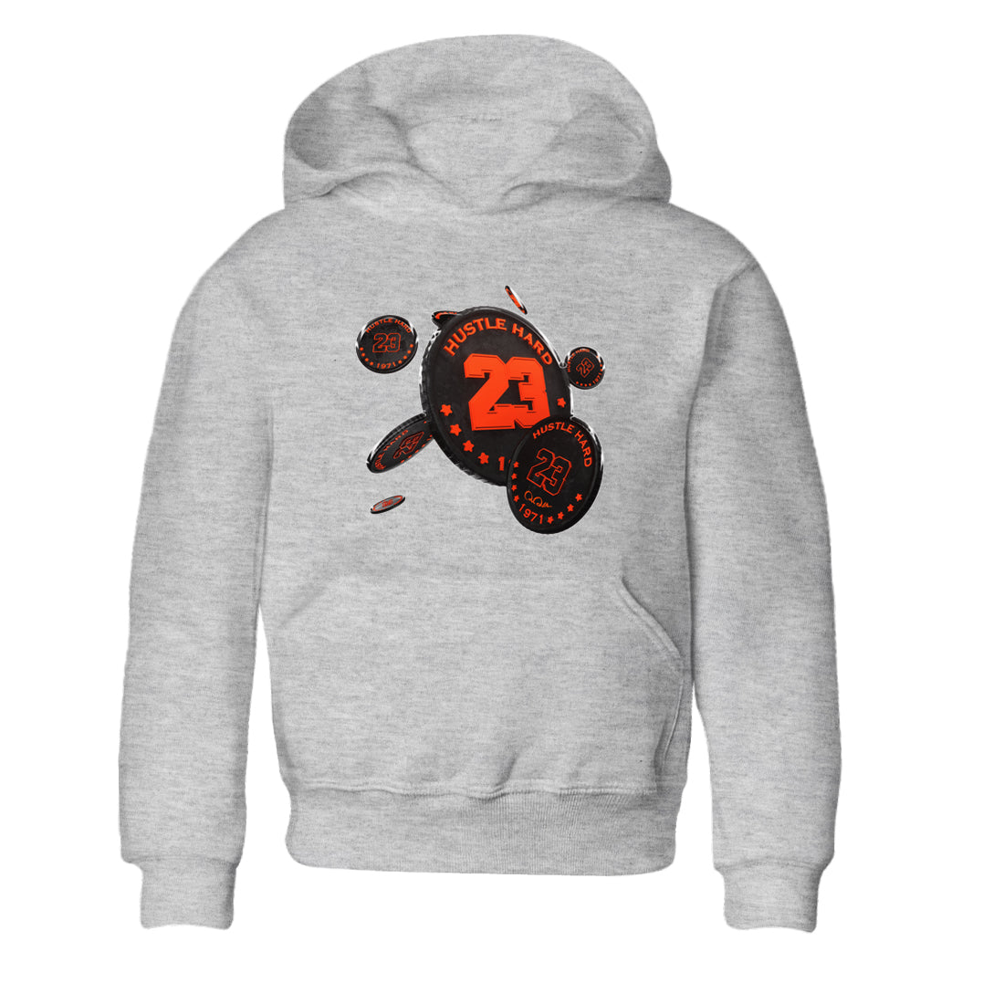 Air Jordan 12 Brilliant Orange Sneaker Match Tees Coin Drop Sneaker Tees AJ12 Brilliant Orange Sneaker Release Tees Kids Shirts Heather Grey 2
