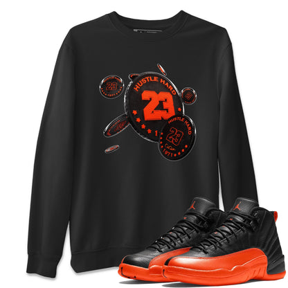 Air Jordan 12 Brilliant Orange Sneaker Match Tees Coin Drop Sneaker Tees AJ12 Brilliant Orange Sneaker Release Tees Unisex Shirts Black 1