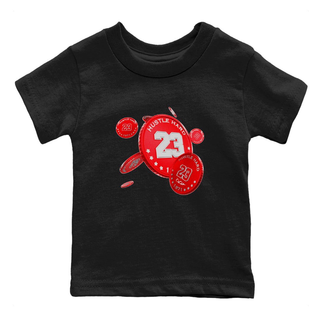 Air Jordan 12 Cherry Sneaker Match Tees Coin Drop Sneaker Tees AJ12 Cherry Sneaker Release Tees Kids Shirts Black 2