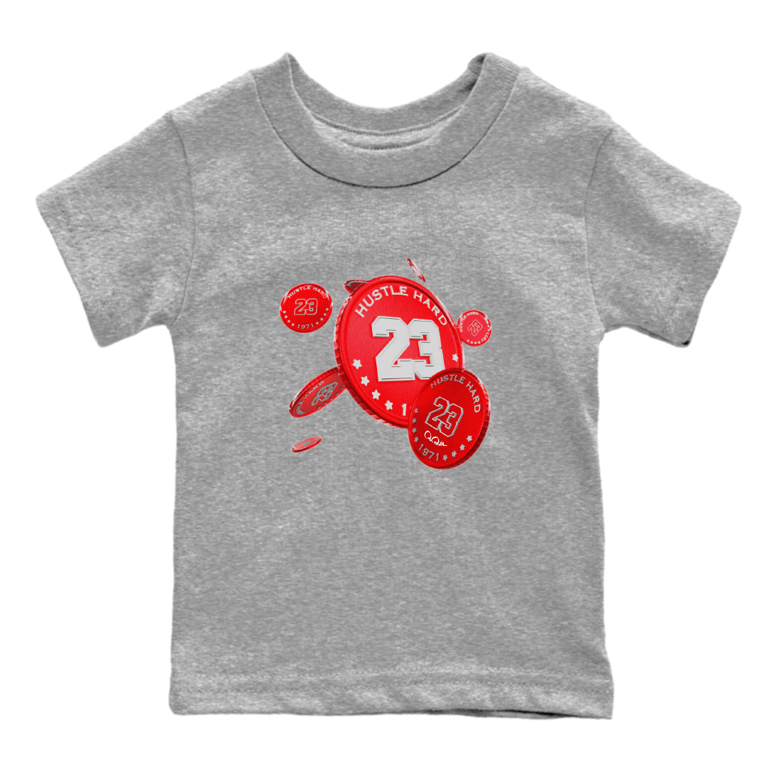 Air Jordan 12 Cherry Sneaker Match Tees Coin Drop Sneaker Tees AJ12 Cherry Sneaker Release Tees Kids Shirts Heather Grey 2