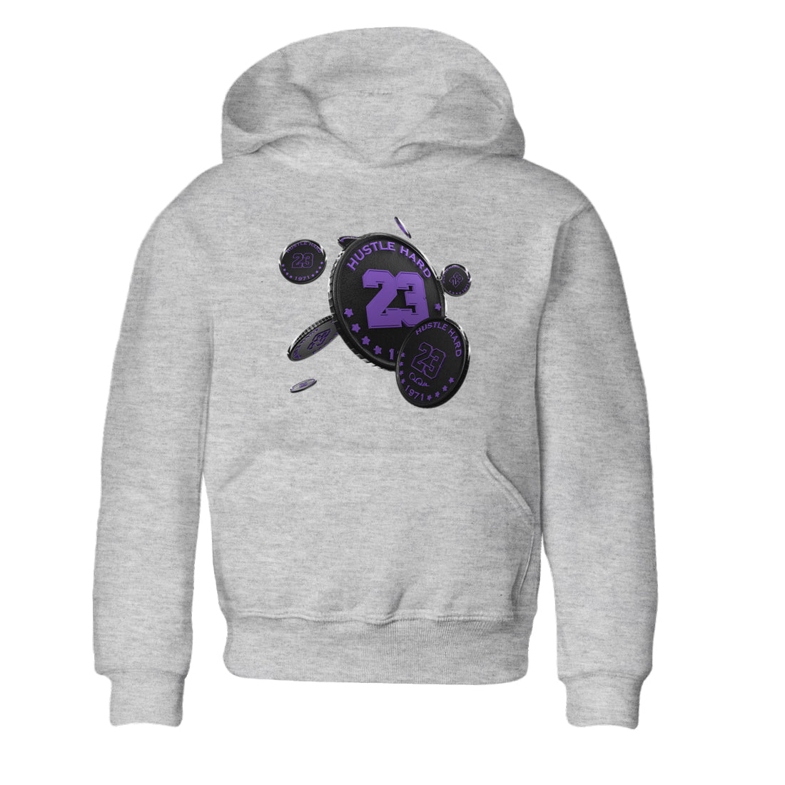 Air Jordan 12 Field Purple Sneaker Match Tees Coin Drop Sneaker Tees AJ12 Field Purple Sneaker Release Tees Kids Shirts Heather Grey 2