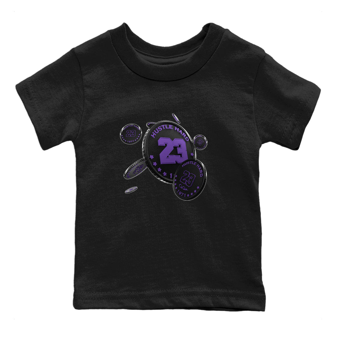 Air Jordan 12 Field Purple Sneaker Match Tees Coin Drop Sneaker Tees AJ12 Field Purple Sneaker Release Tees Kids Shirts Black 2