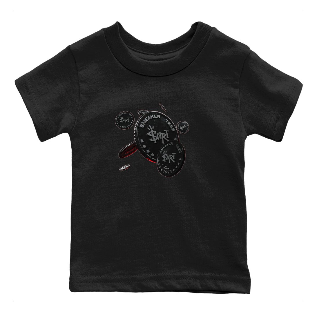 Air Jordan 13 Black Flint Sneaker Match Tees Coin Drop Streetwear Sneaker Shirt AJ13 Retro Black Flint Sneaker Release Tees Kids Shirts Black 2