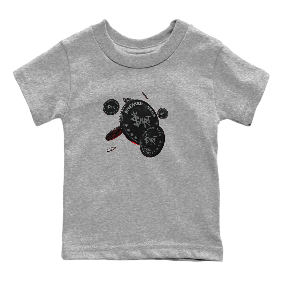Air Jordan 13 Black Flint Sneaker Match Tees Coin Drop Streetwear Sneaker Shirt AJ13 Retro Black Flint Sneaker Release Tees Kids Shirts Heather Grey 2