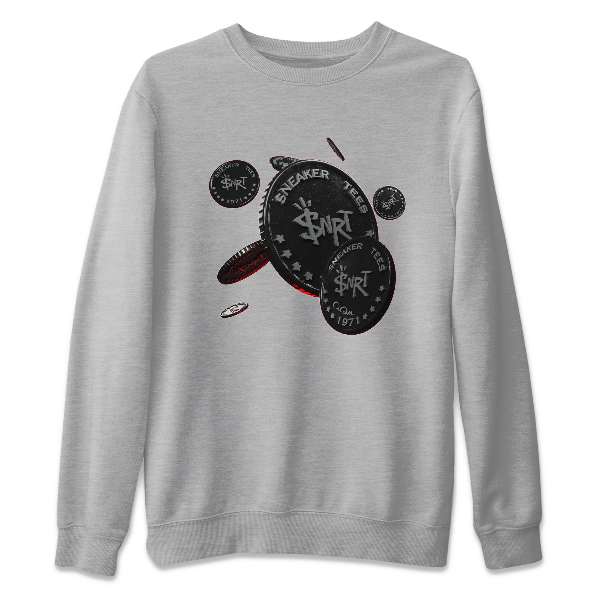 Air Jordan 13 Black Flint Sneaker Match Tees Coin Drop Streetwear Sneaker Shirt AJ13 Retro Black Flint Sneaker Release Tees Unisex Shirts Heather Grey 2