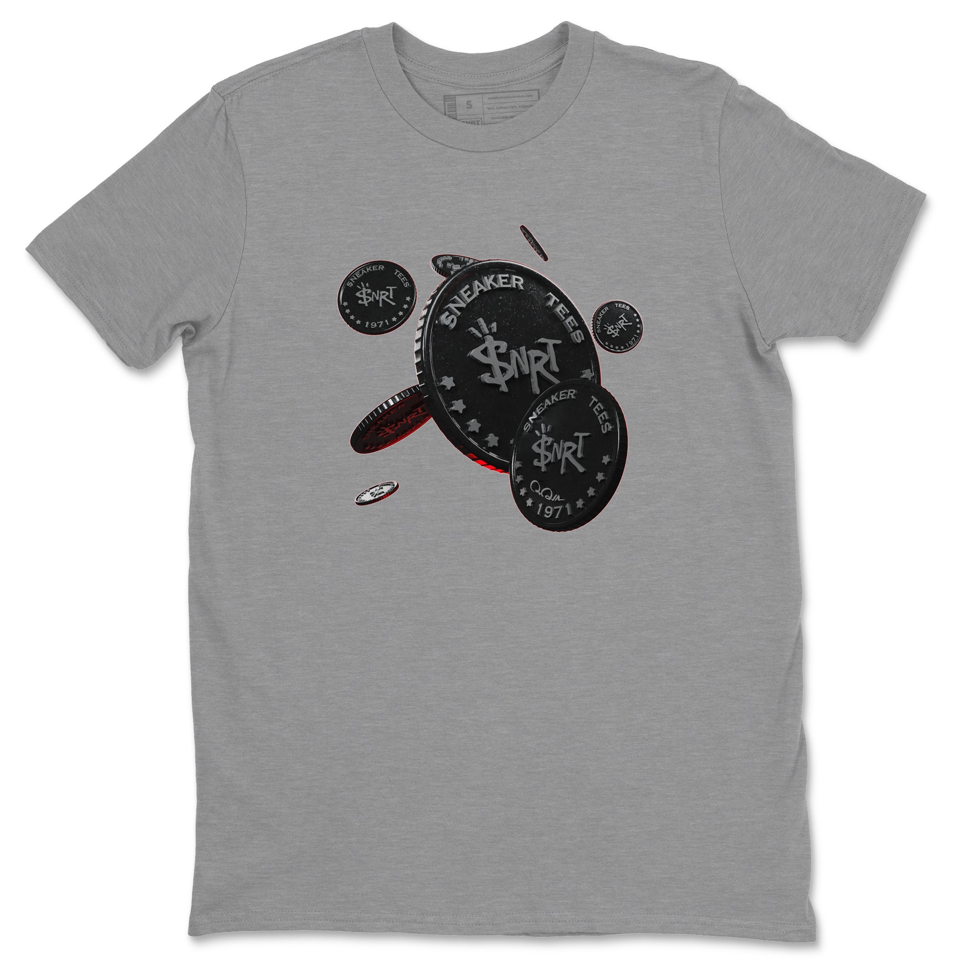 Air Jordan 13 Black Flint Sneaker Match Tees Coin Drop Streetwear Sneaker Shirt AJ13 Retro Black Flint Sneaker Release Tees Unisex Shirts Heather Grey 2