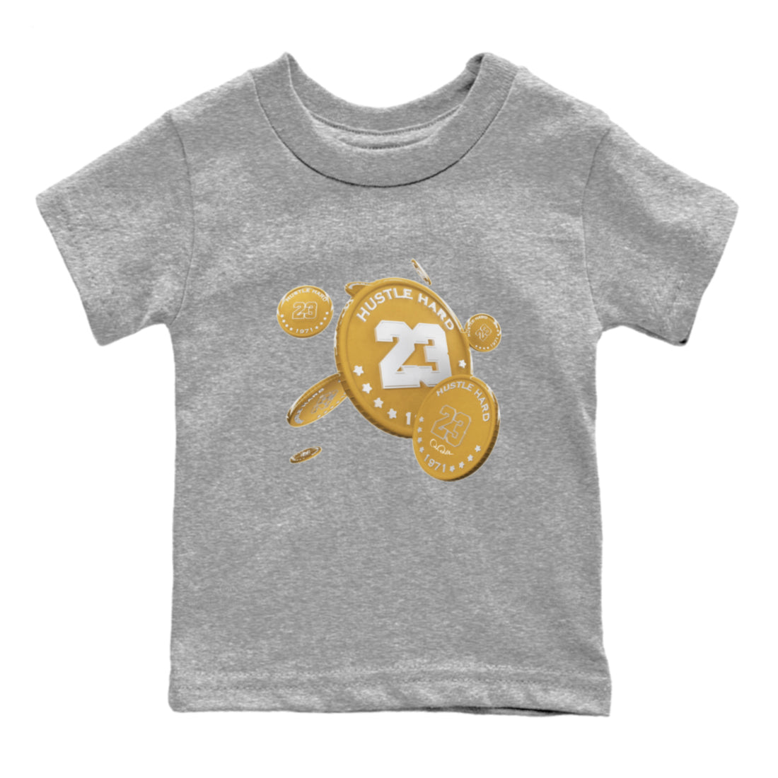 Air Jordan 13 Wheat Sneaker Match Tees Coin Drop Sneaker Tees AJ13 Wheat Sneaker Release Tees Kids Shirts Heather Grey 2