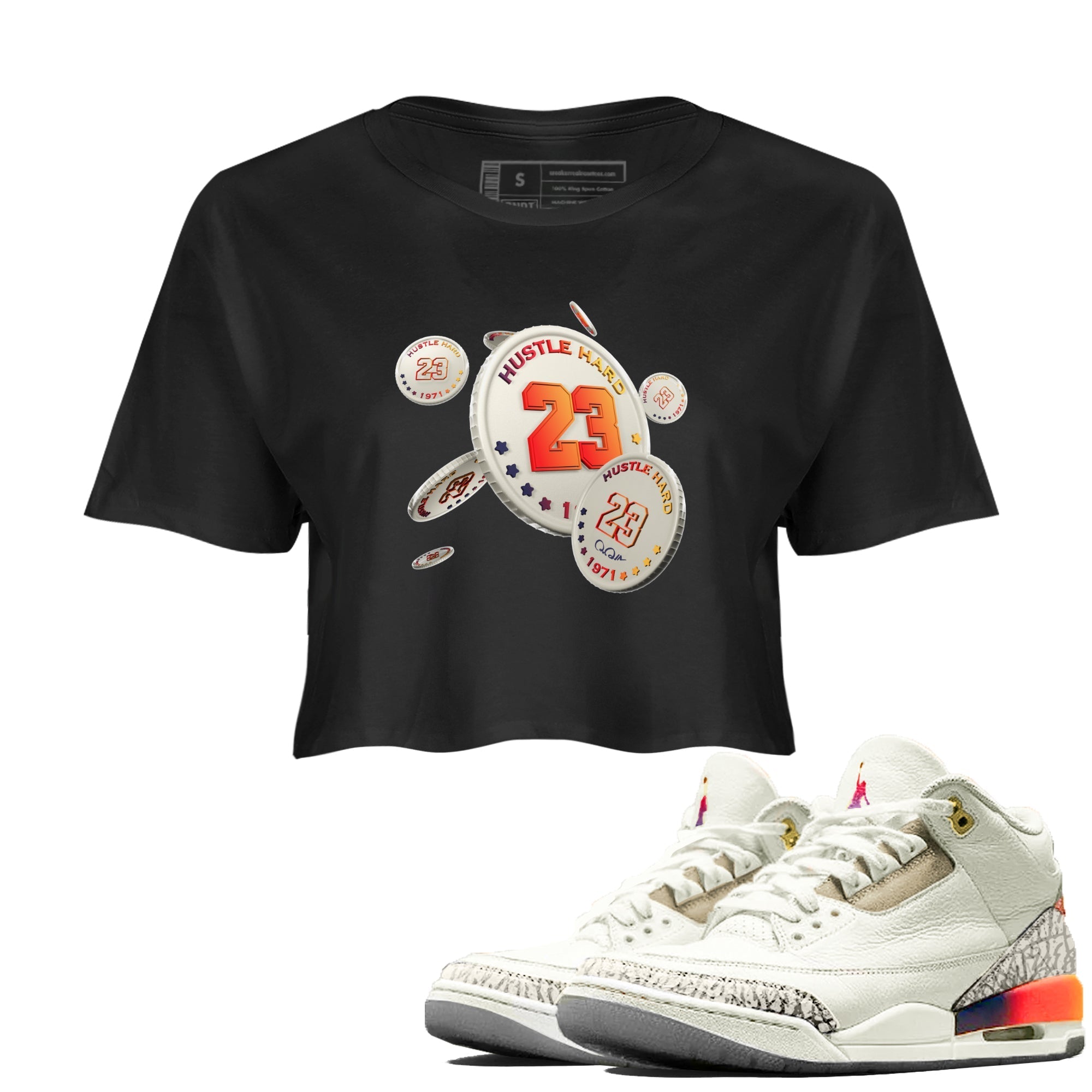 Air Jordan 3 J Balvin shirt to match jordans Coin Drop Streetwear Sneaker Shirt AJ3 Balvin  Drip Gear Zone Sneaker Matching Clothing LGBTQ Gay Pride T-Shirt Black 1 Crop T-Shirt