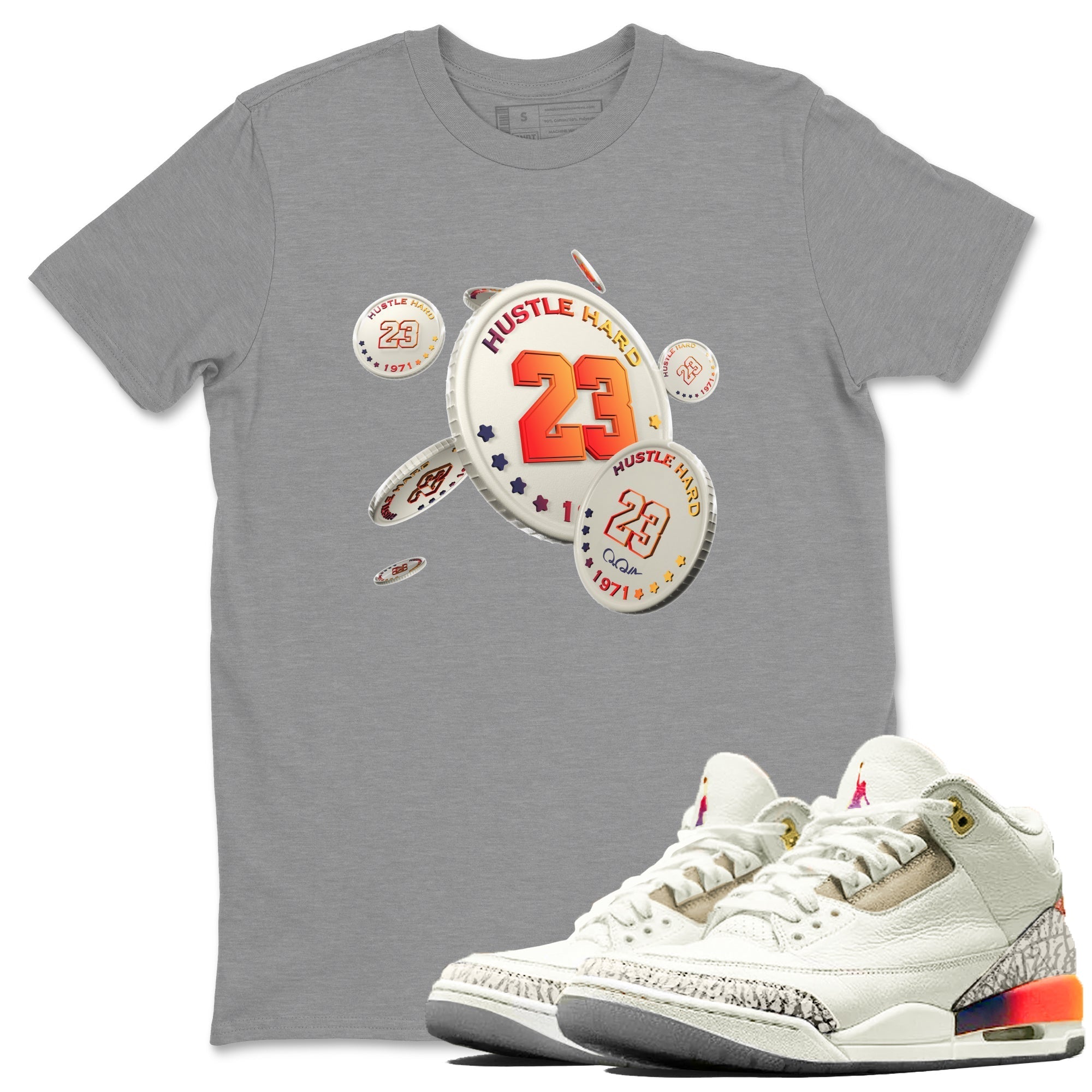 Air Jordan 3 J Balvin shirt to match jordans Coin Drop Streetwear Sneaker Shirt AJ3 Balvin  Drip Gear Zone Sneaker Matching Clothing LGBTQ Gay Pride T-Shirt Unisex Heather Grey 1 T-Shirt