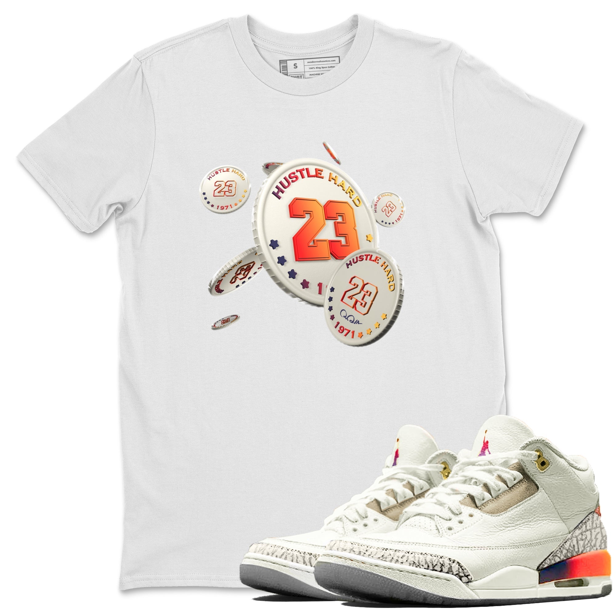 Air Jordan 3 J Balvin shirt to match jordans Coin Drop Streetwear Sneaker Shirt AJ3 Balvin  Drip Gear Zone Sneaker Matching Clothing LGBTQ Gay Pride T-Shirt Unisex White 1 T-Shirt