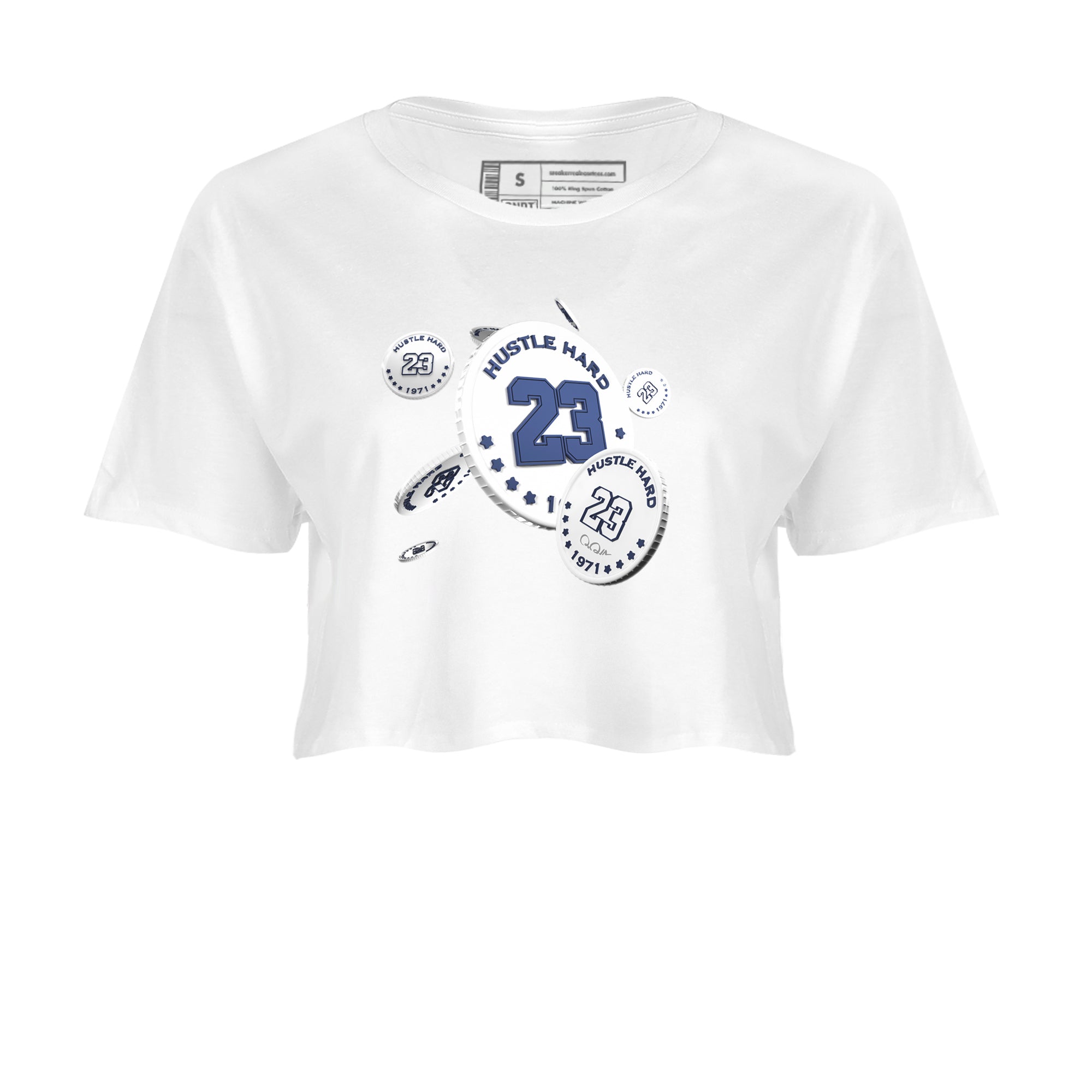 3s Midnight Navy shirt to match jordans Coin Drop sneaker match t-shirt AJ3 Midnight Navy Drip Gear Zone White 2 crop length shirt