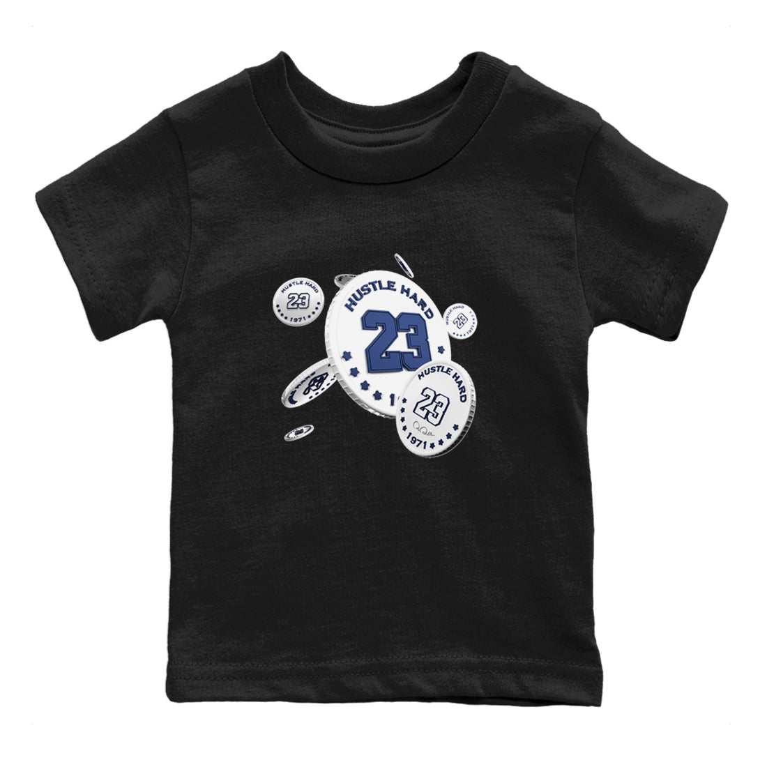 3s Midnight Navy shirt to match jordans Coin Drop sneaker match t-shirt AJ3 Midnight Navy Drip Gear Zone baby toddler Black 2 Crew Neck T-Shirt